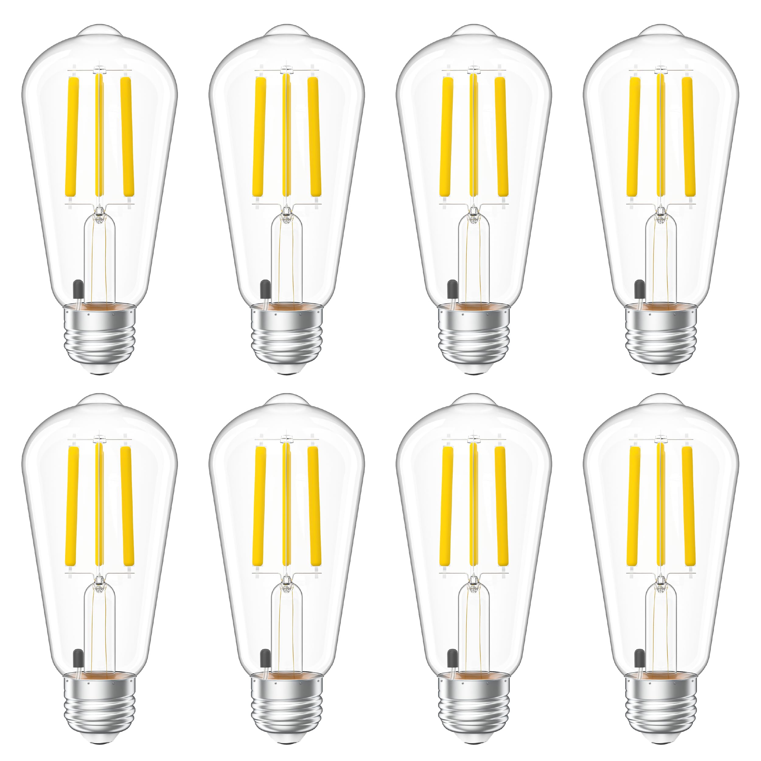 Sunco 8 Pack Dusk To Dawn Indoor Residential Vintage Led Edison Bulbs, 75W Equivalent 7W, 850 Lumens Non-Dimmable St58 Filament,