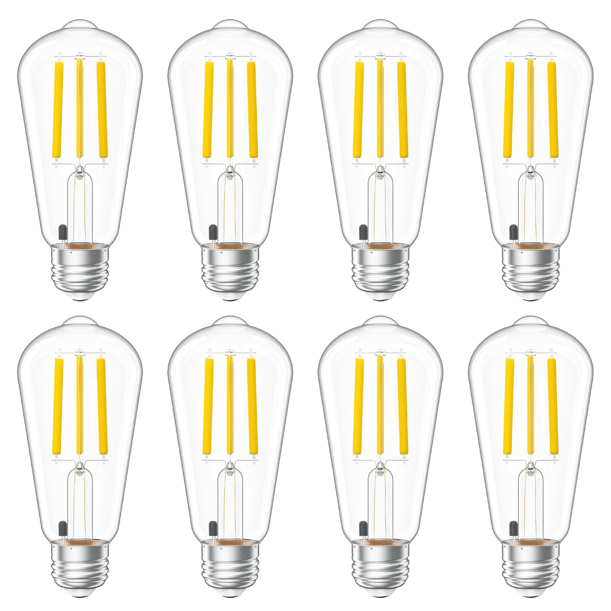 Sunco 8 Pack Dusk To Dawn Indoor Residential Vintage Led Edison Bulbs, 75W Equivalent 7W, 850 Lumens Non-Dimmable St58 Filament,