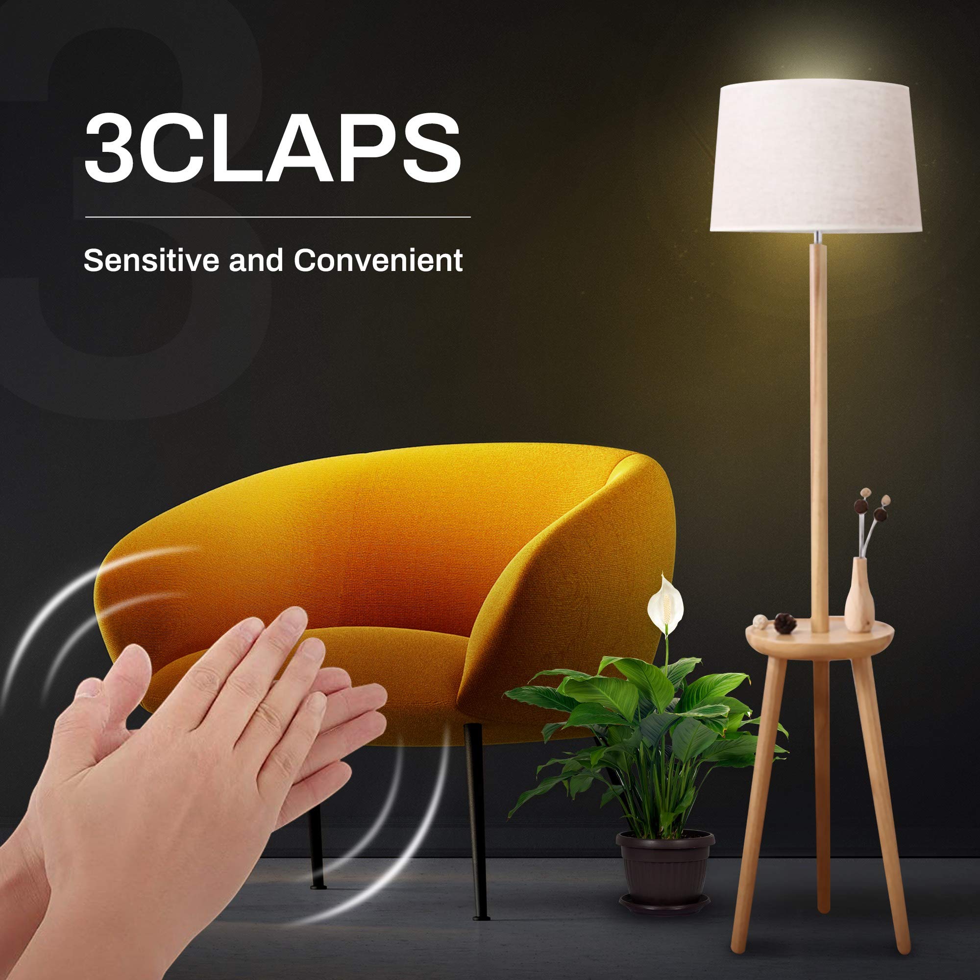 3 Claps Light Control Bulb for Bedroom Table Lamp Upgrade, Sound Activated ON/Off Solution, Clap Detection, Smart Home, As Seen