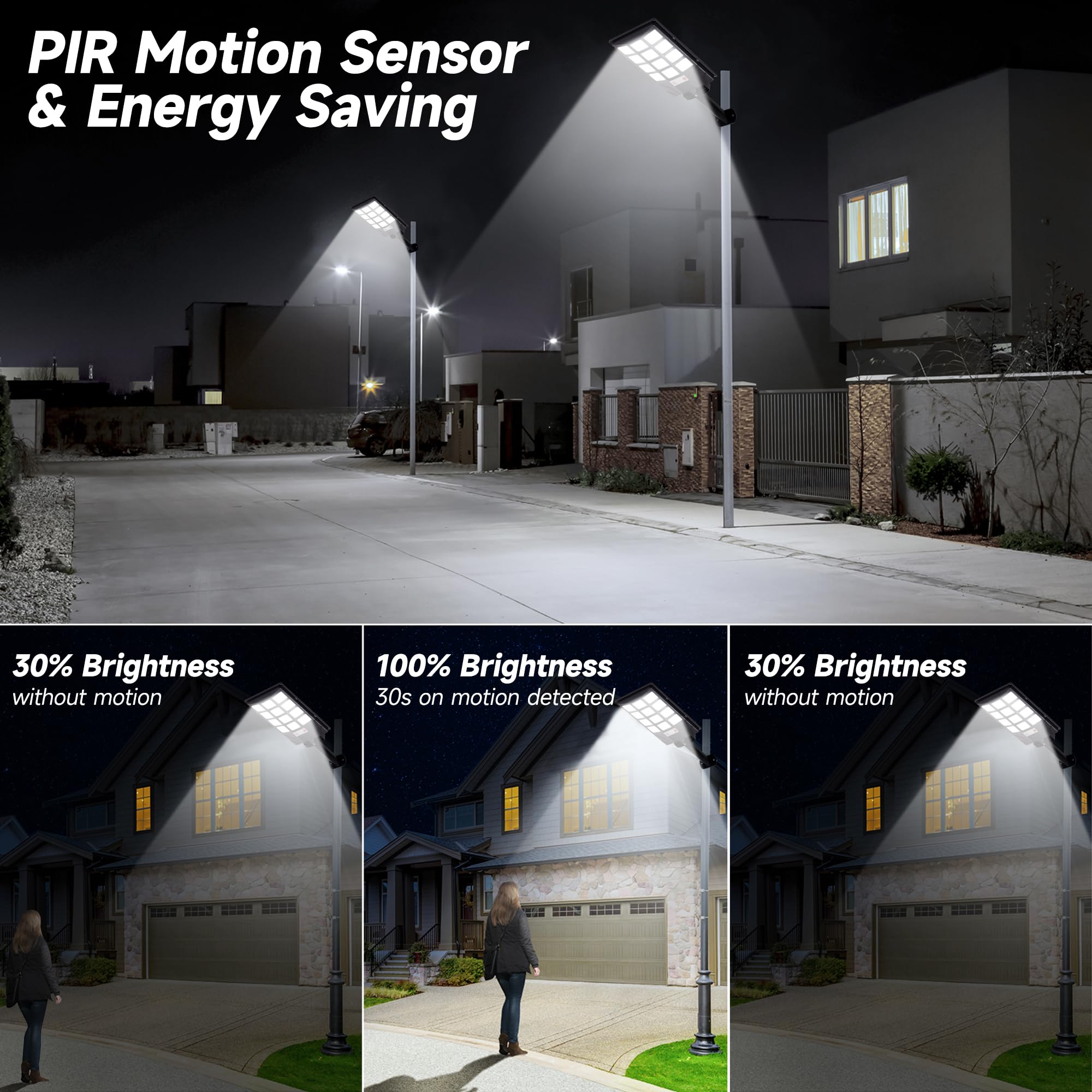 TFKK Solar Street Lights - 6500K Dusk to Dawn LED Flood Light, Waterproof Security Lighting, 4PCS, White, Model TFKK001