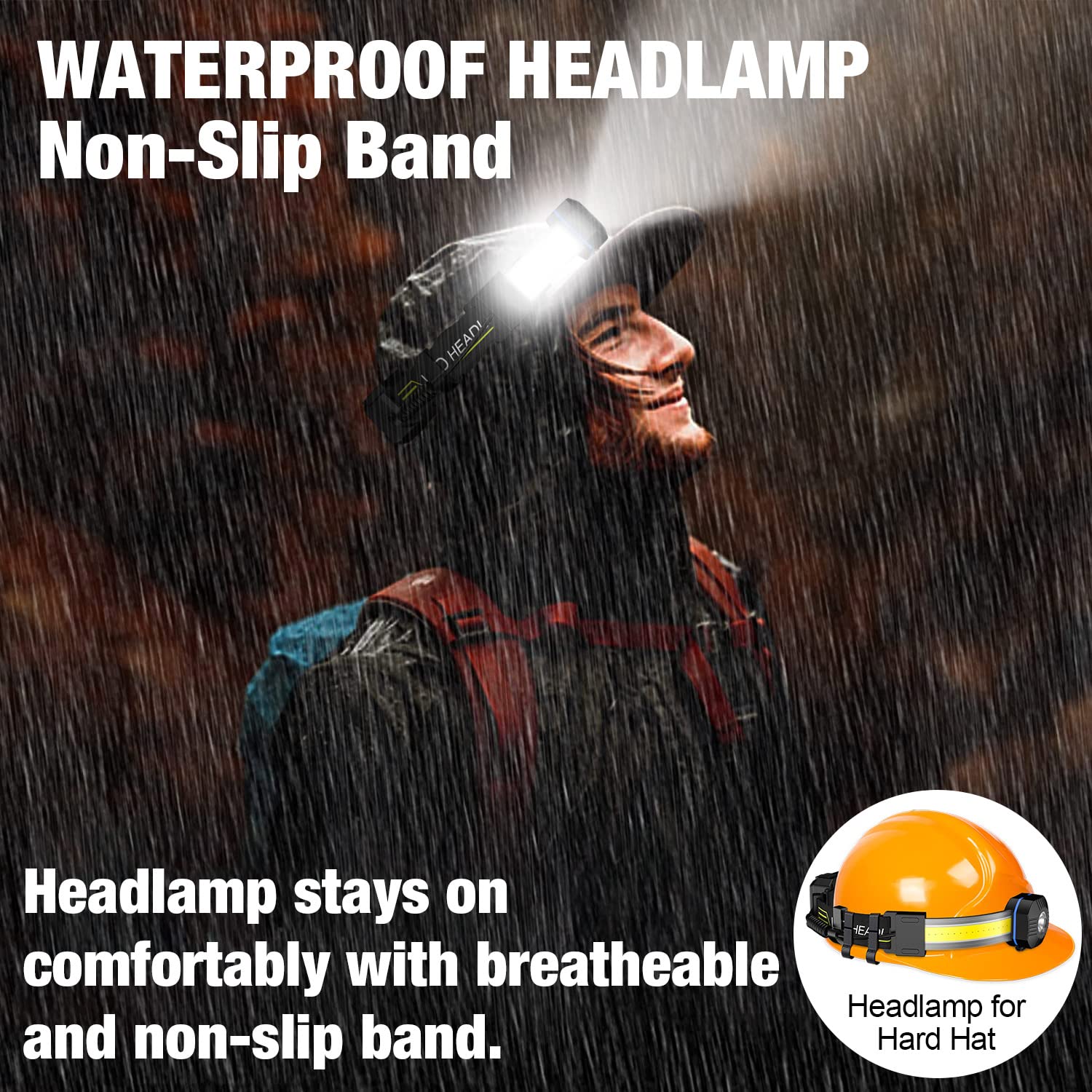 Spriak LED Headlamp - 1000 Lumens, 230° Wide Beam, USB Rechargeable, Waterproof, Lightweight, 2pcs, Aluminum for Camping, Running, Hiking
