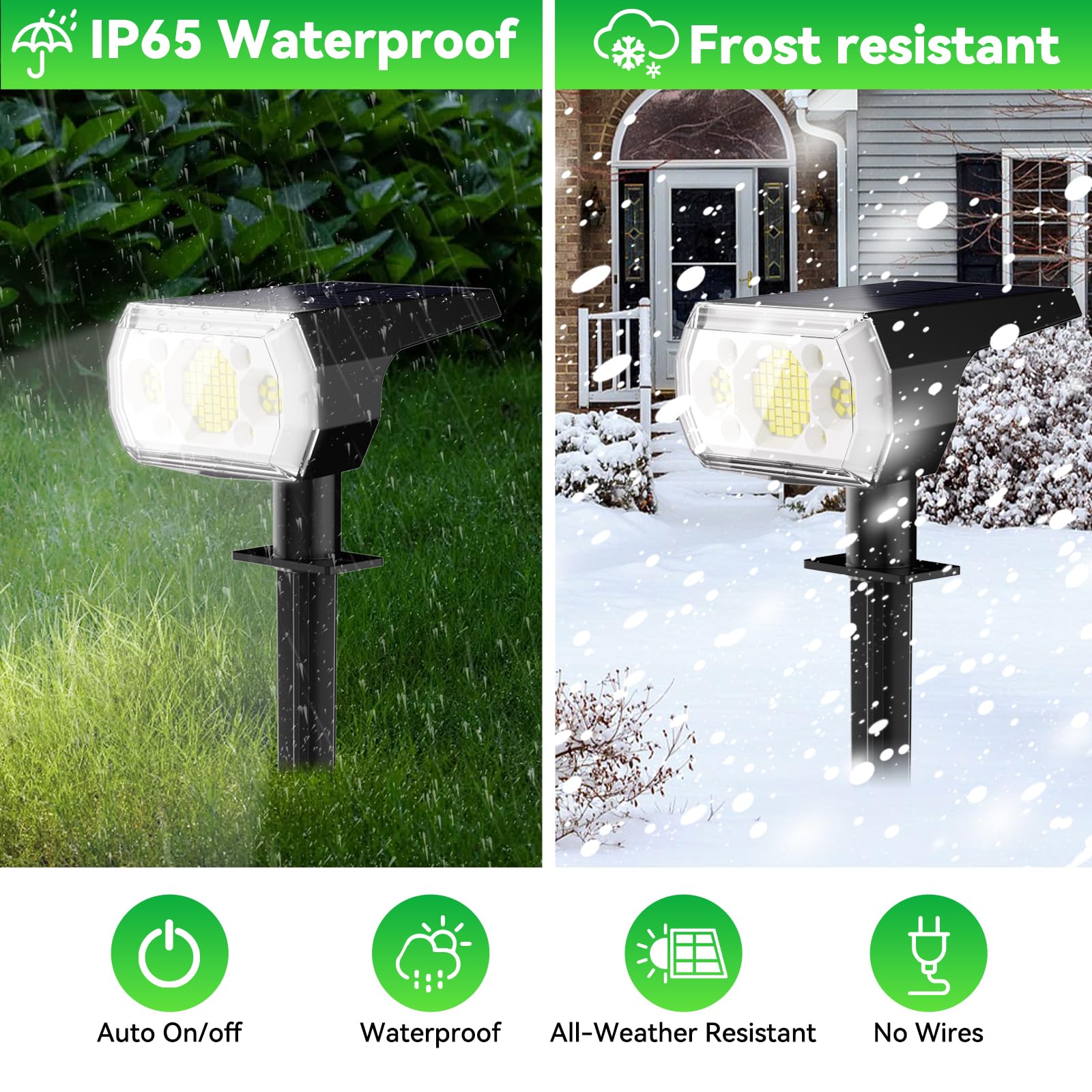 Hyrion Solar Spot Lights Outdoor, 64 Led Super Bright Ip65 Waterproof, 3 Modes 2-In-1 Solar Powered Landscape Spotlights For Out