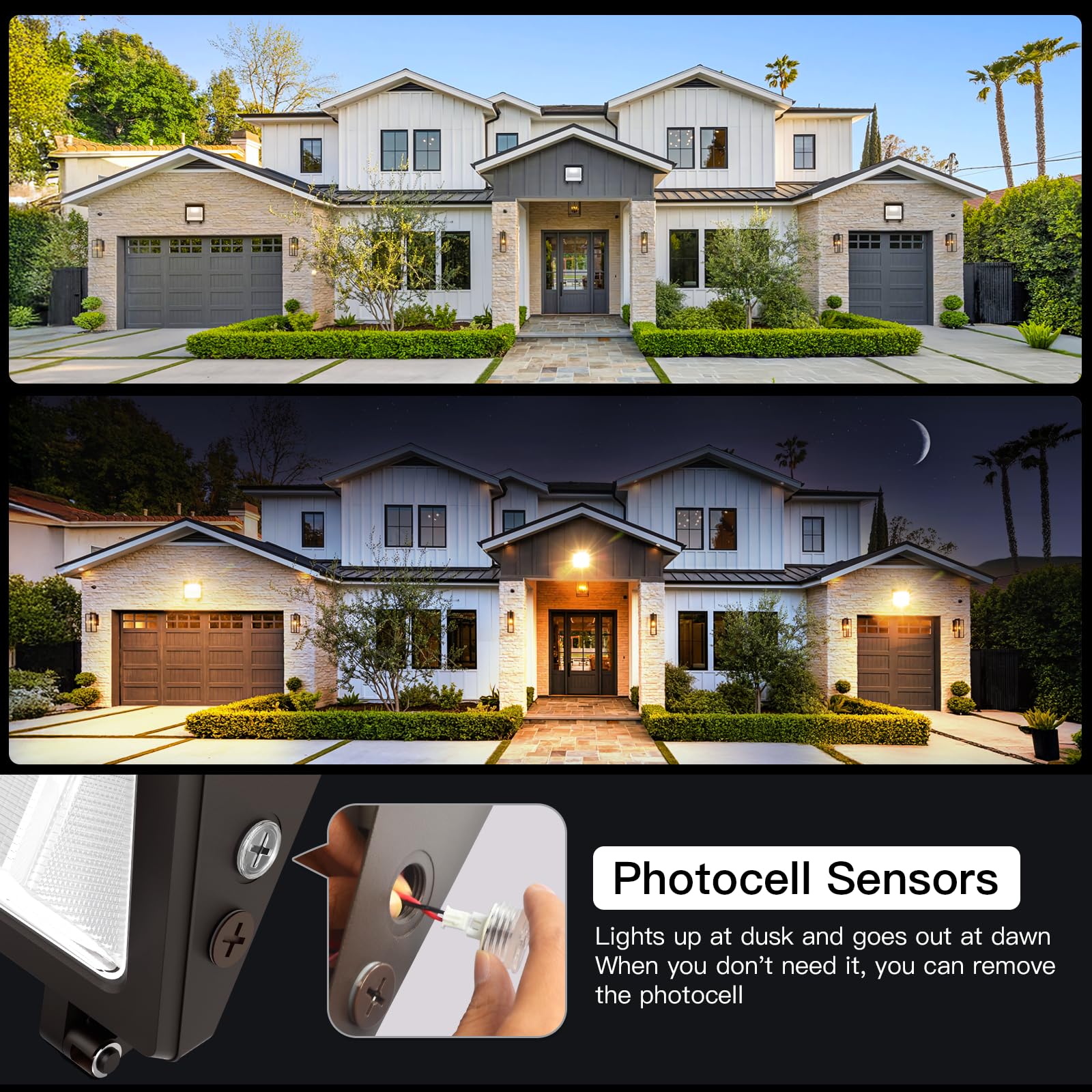 Jtt Led Wall Pack Light With Dusk To Dawn Photocell,Ip65 Waterproof Wallpack Lights 75W/60W/45W,6000K/5000K/4000K Daylight,600W