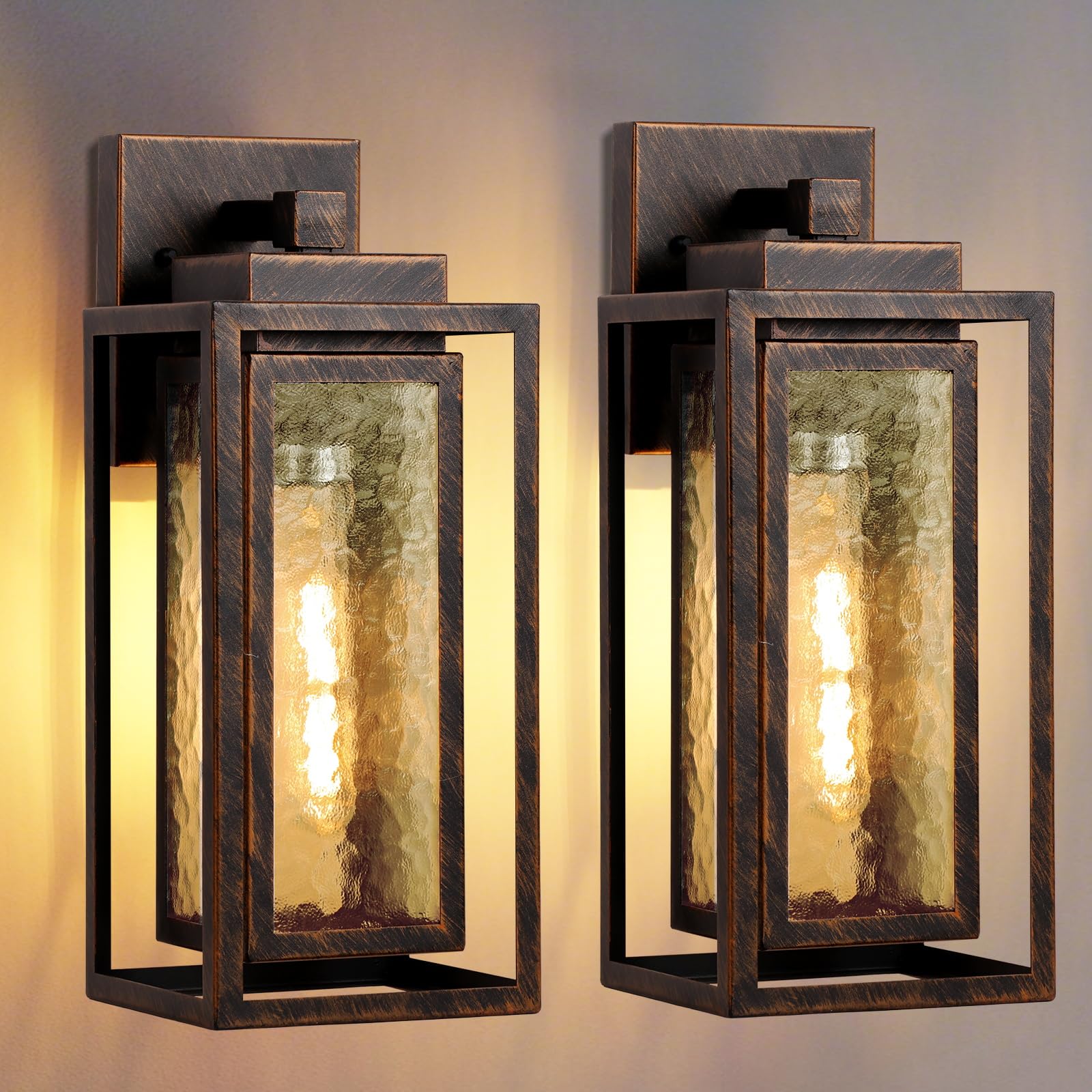 Water Ripple Exterior Porch Light Fixture  2 Pack Outdoor Wall Lantern Black Gold  Wall Mount Lamp  Waterproof Exterior Lighting Fixtures  Outside Garage Sconce Lighting  For Doorway Outdoor Indoor