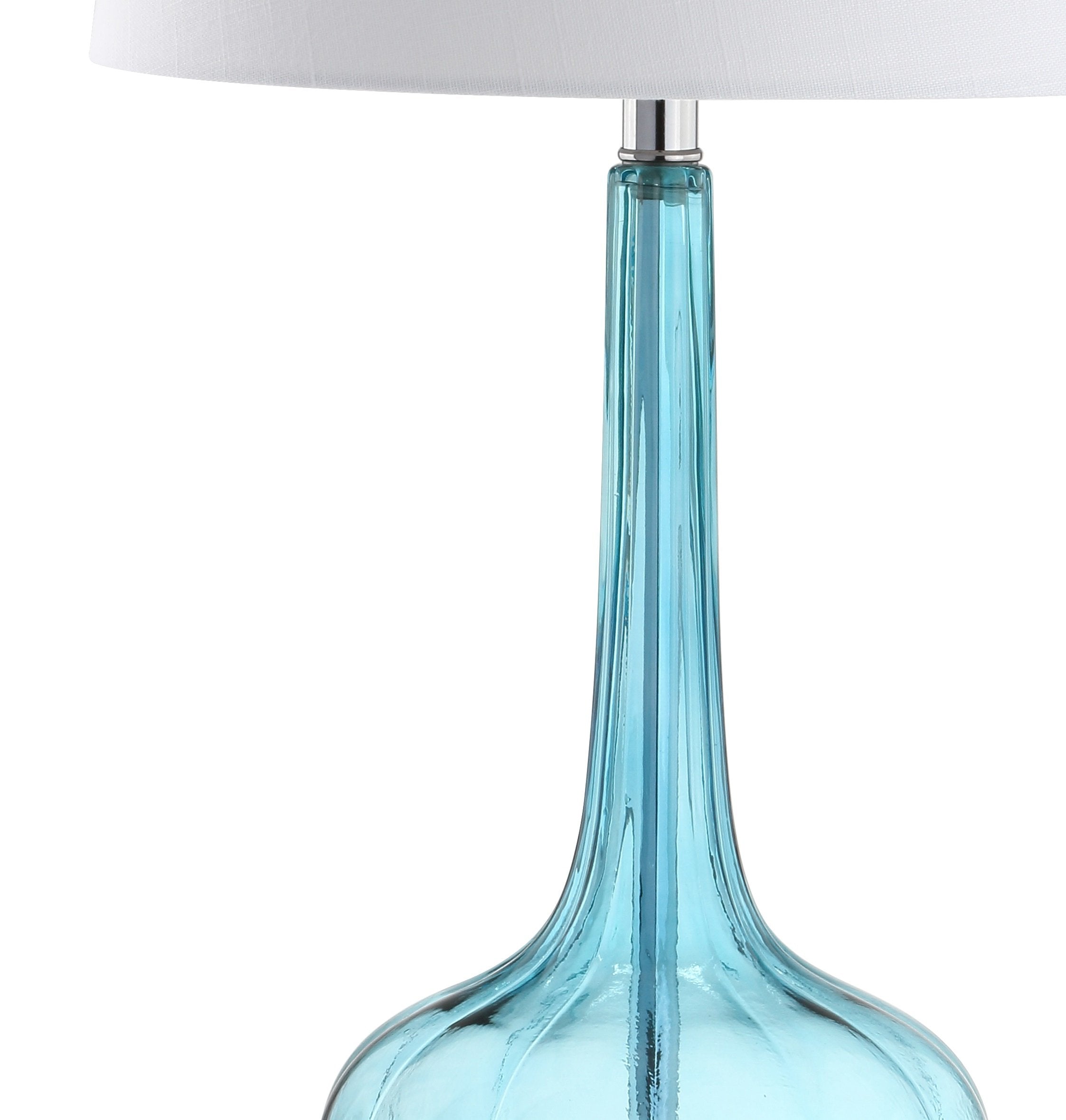 JONATHAN Y Table Lamps Set of 2, 28.5in Glass Teardrop LED, Aqua, Model JYL1079B-SET2, Contemporary Design for Bedroom, Living