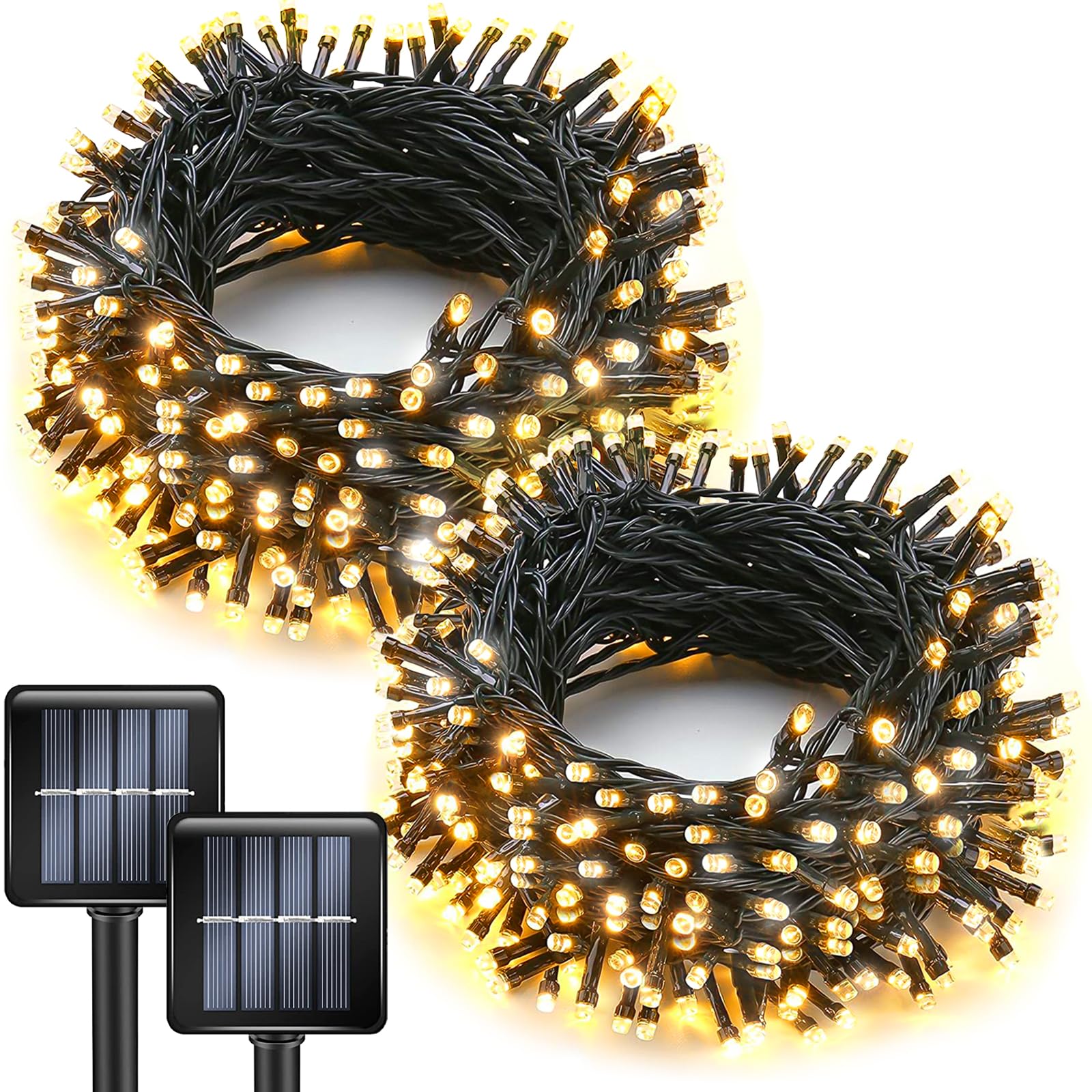 L LAMPOP Solar String Lights 2pack Ultra Bright 100L Waterproof Warm White Plastic Garden Christmas Decorations