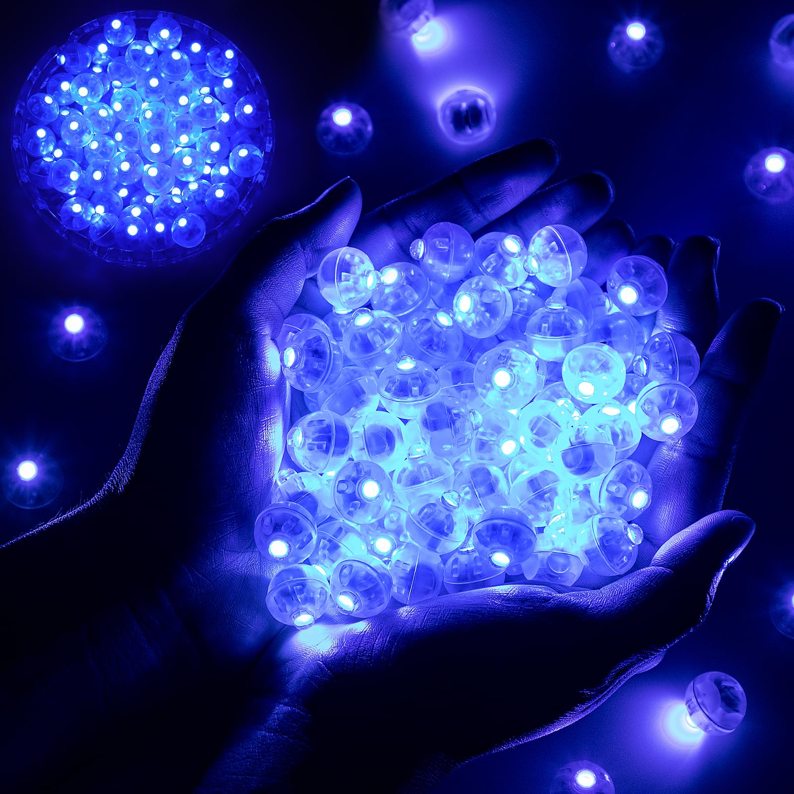 chzk Balloon Lights Mini LED Multicolor Paper Lanterns 100 PCS Blue A01-Mini