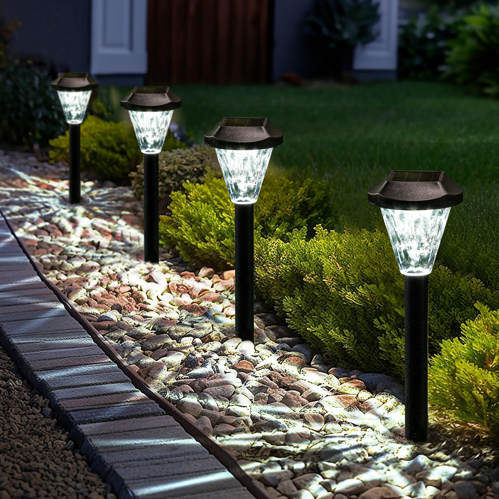 GIGALUMI 8 Pack Solar Lights - Outdoor Waterproof, Upgraded Solar Garden Lights for Patio, Lawn, Yard and Landscape