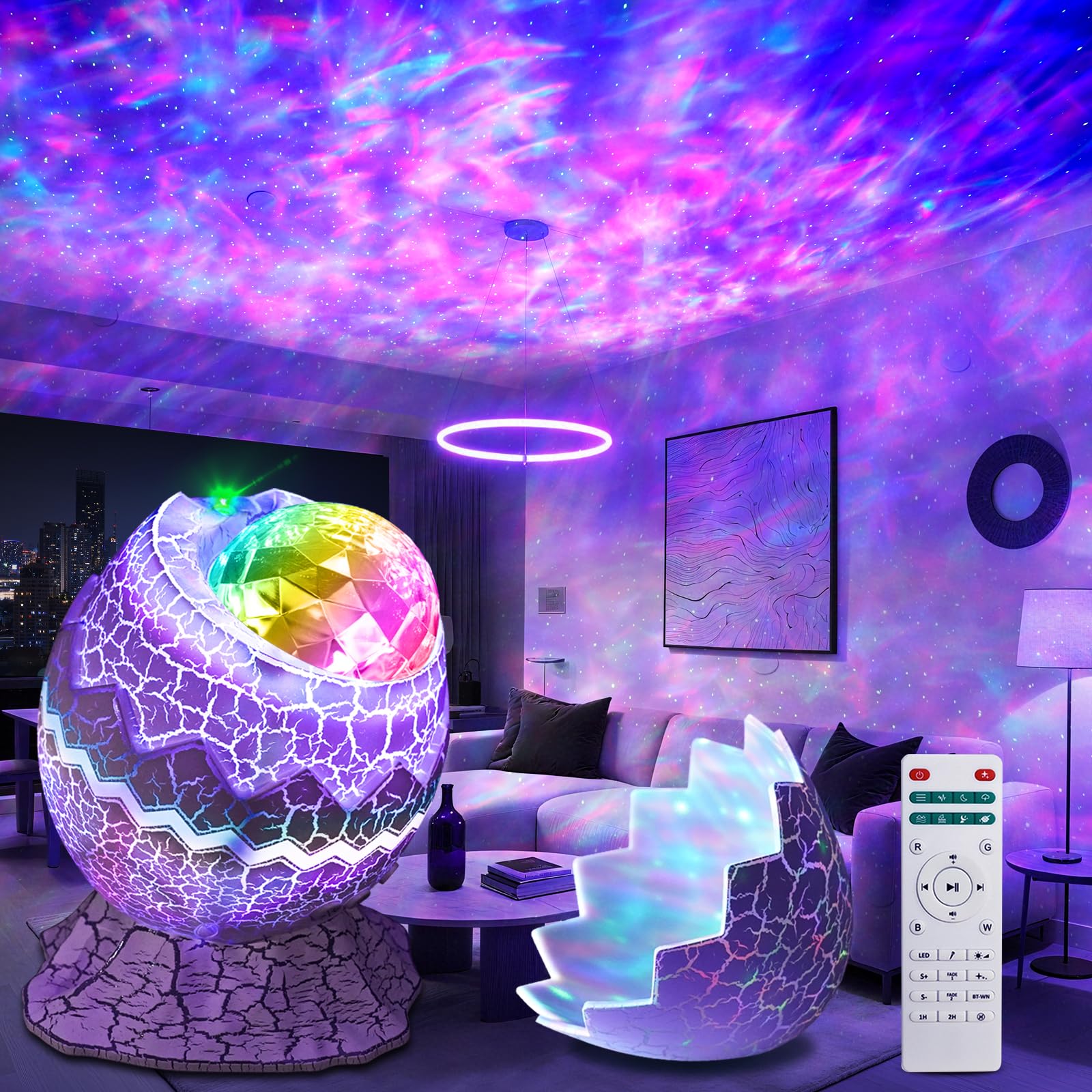 Rossetta Galaxy Projector, Star Projector LED Lights for Bedroom, 14 Colors LED Night Light with White Noise and Bluetooth Speak