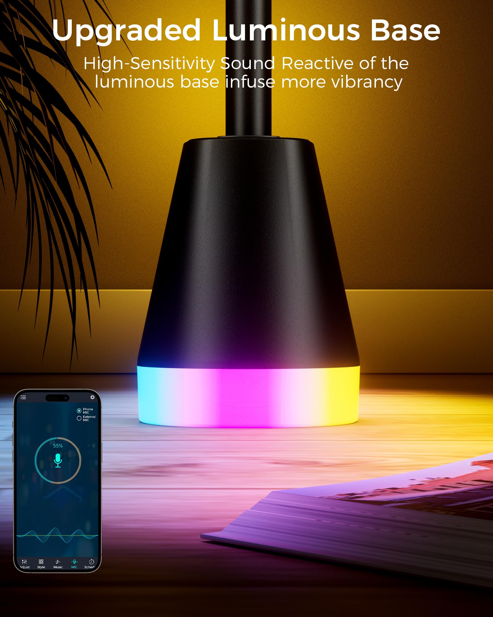 CCACC 2 Pack Corner Lamp, Smart RGB LED, 16 Million Colors, Music Sync, Black