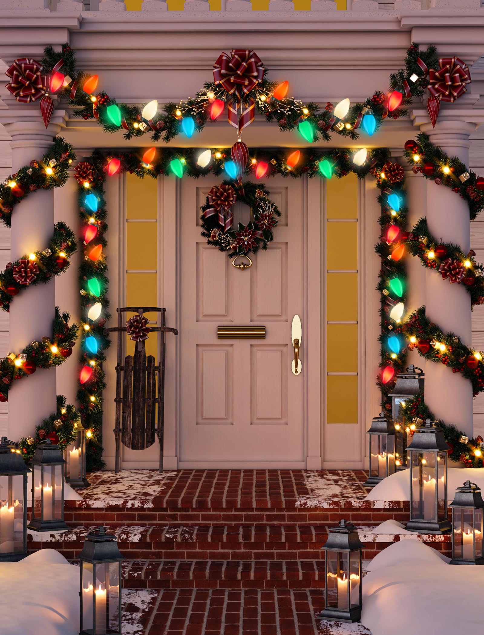 Romasaty C7 Led Multicolor Christmas Lights  25Ft C7 Vintage Christmas Lights With 27 Led Multicolor Glass Bulbs  Outdoor String Lights For Xmas Tree Home Yard Patio Decor  Green Wire