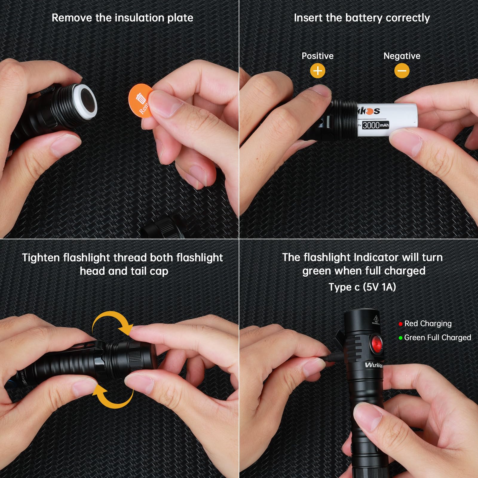 Wurkkos FC11C LED Flashlight - 1200 Lumen, IP67 Waterproof, Magnetic Tailcap, Black Aluminum, Ideal for Emergency & Outdoor Use