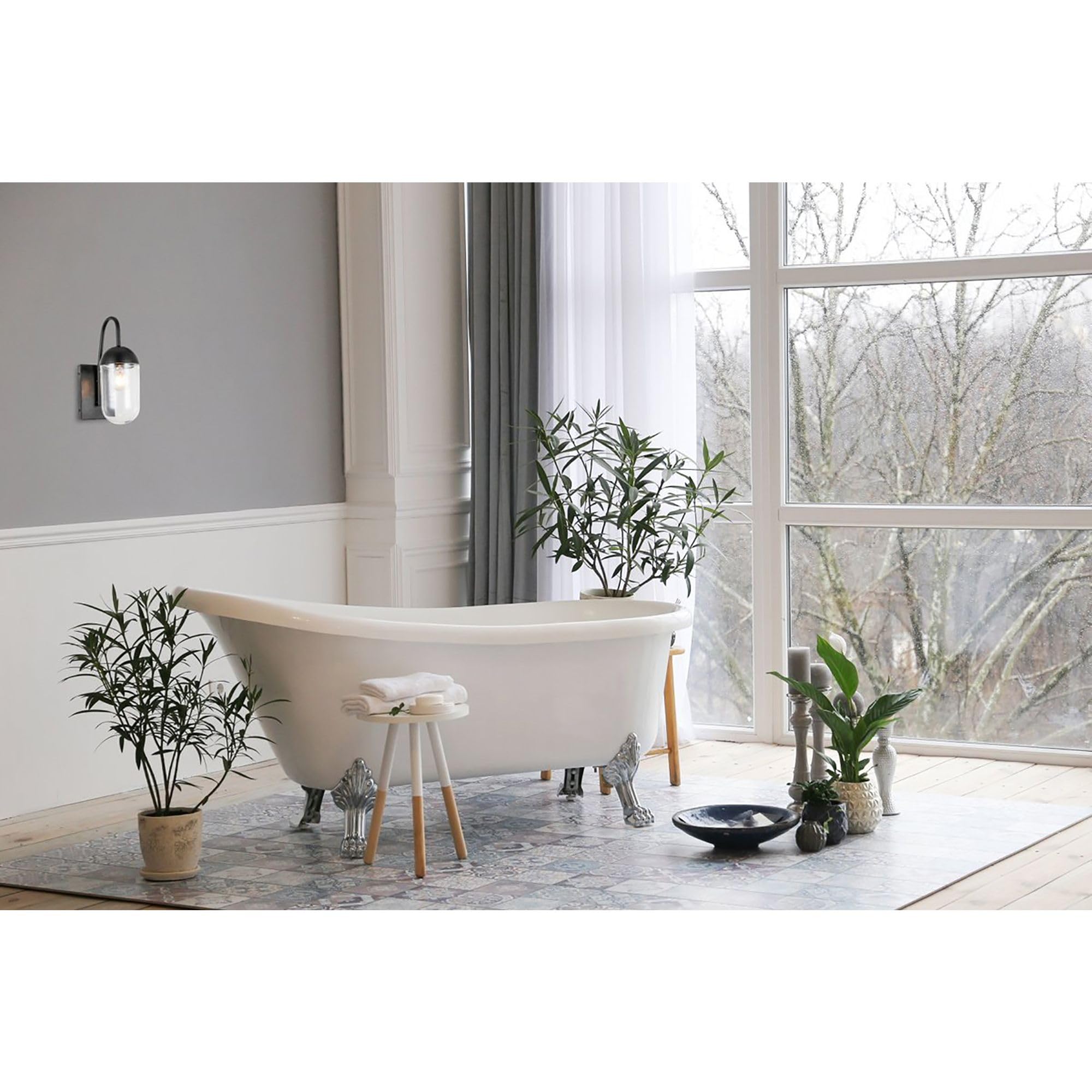 Living District Black And Clear Glass Wall Sconce, 1 Light Modern Ceiling Fixture