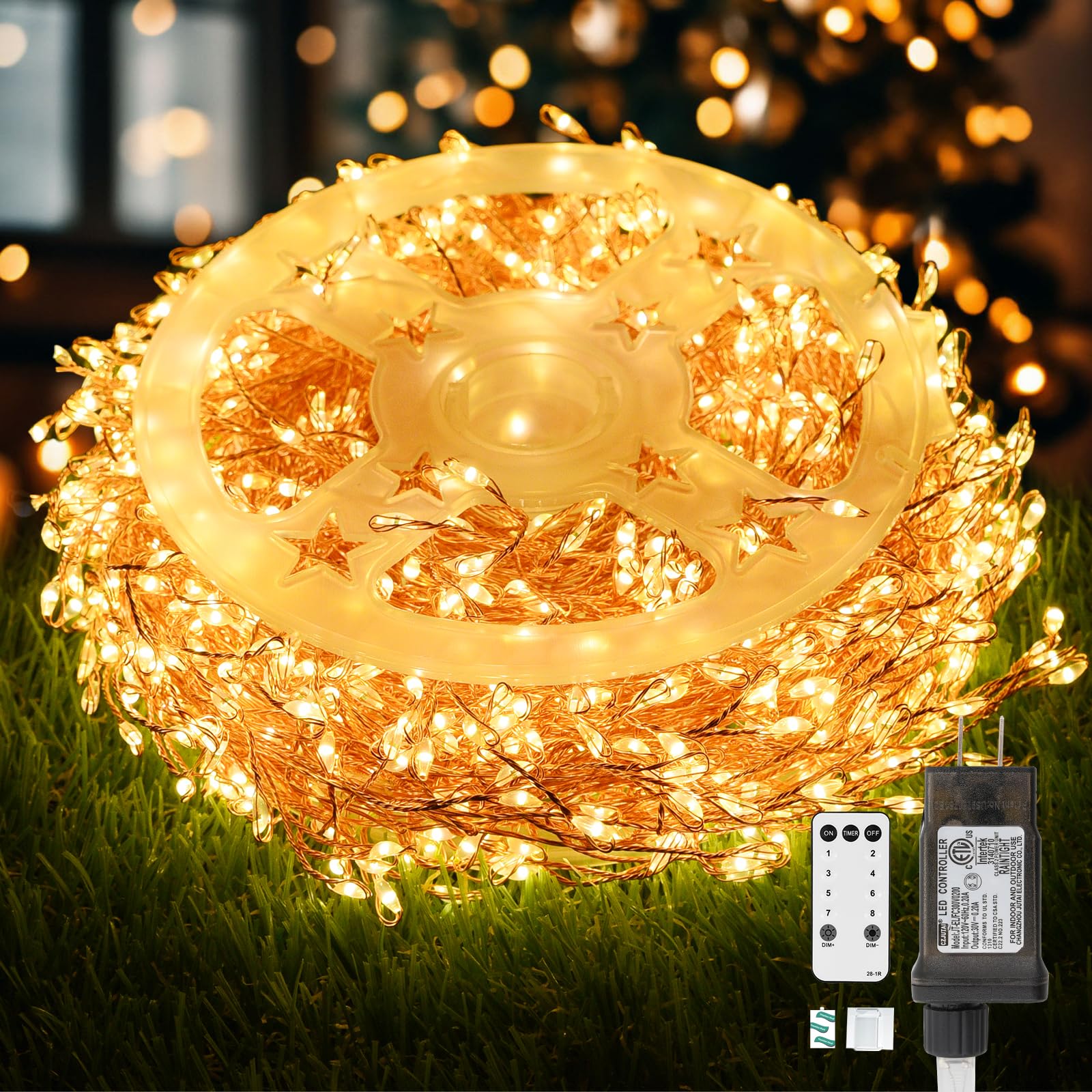 Dailyart Fairy Lights Plug in, 1000 Led Fairy Lights with Remote 75Ft Super Long Warm Fairy Lights with Timer Small Twinkle Lights Waterproof String Fairy Lights for Bedroom Outdoor Indoor,Gold Wire