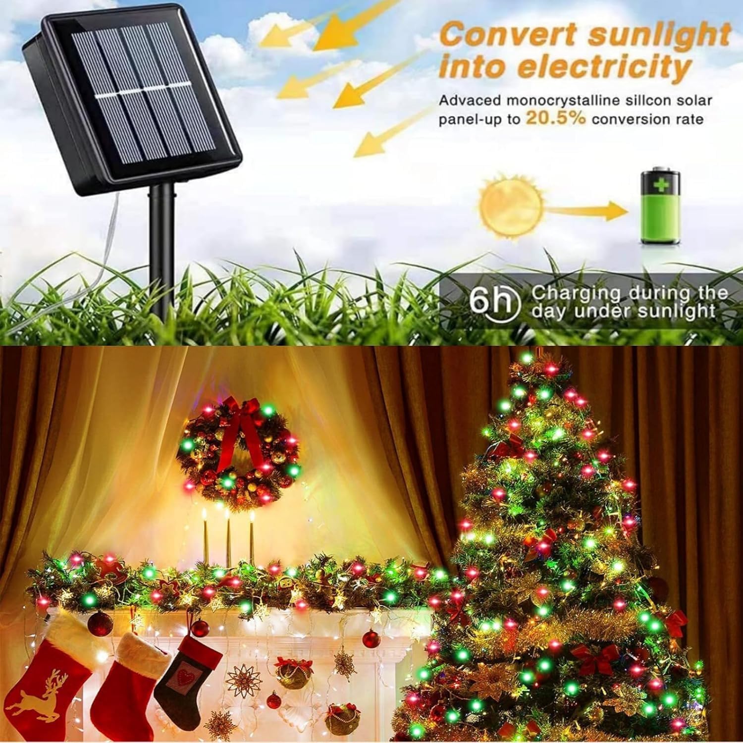 Qitong 2 Pack Red And Green Solar Rope Lights, Each 33Ft 100 Led Solar Christmas Lights Outdoor, 8 Modes Clear Pvc Tube Solar St