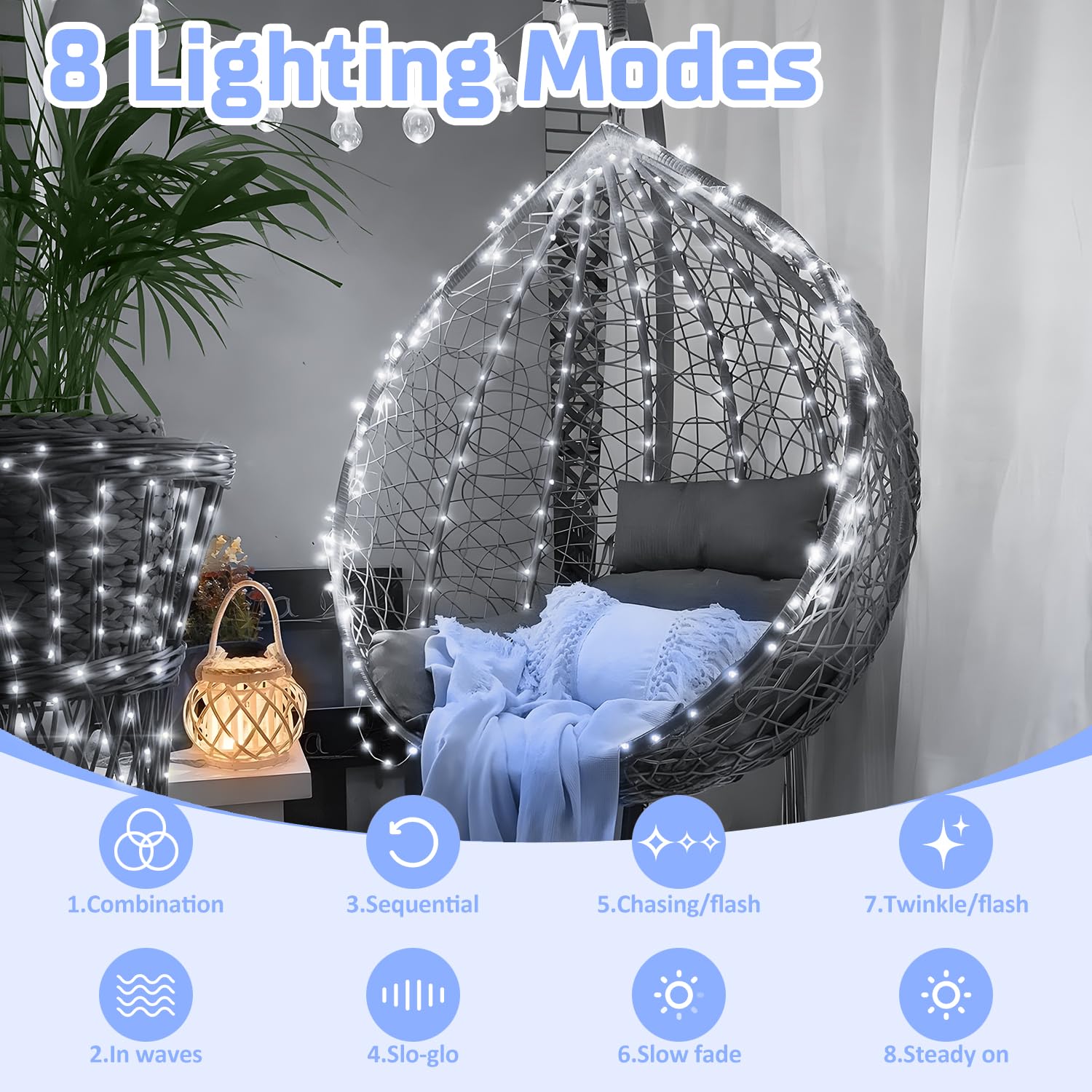 Xurisen 99Ft Cool White Fairy Lights, 300Led Battery Operated With 8 Modes & Timer For Decor