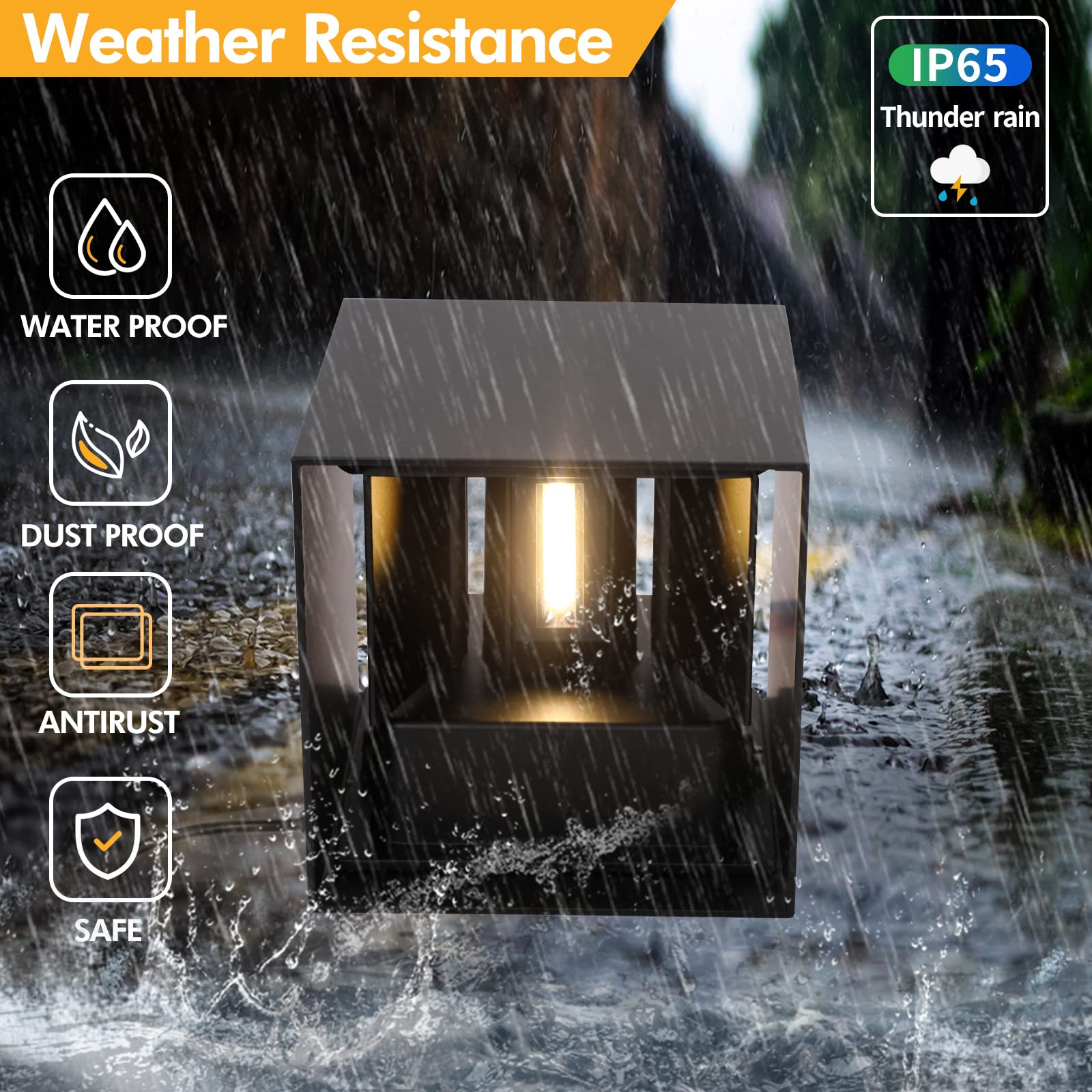 Mille Lucciole 2 Pack Outdoor Wall Sconces LED 20W IP65 Waterproof Aluminum Black 6500K Cold Light