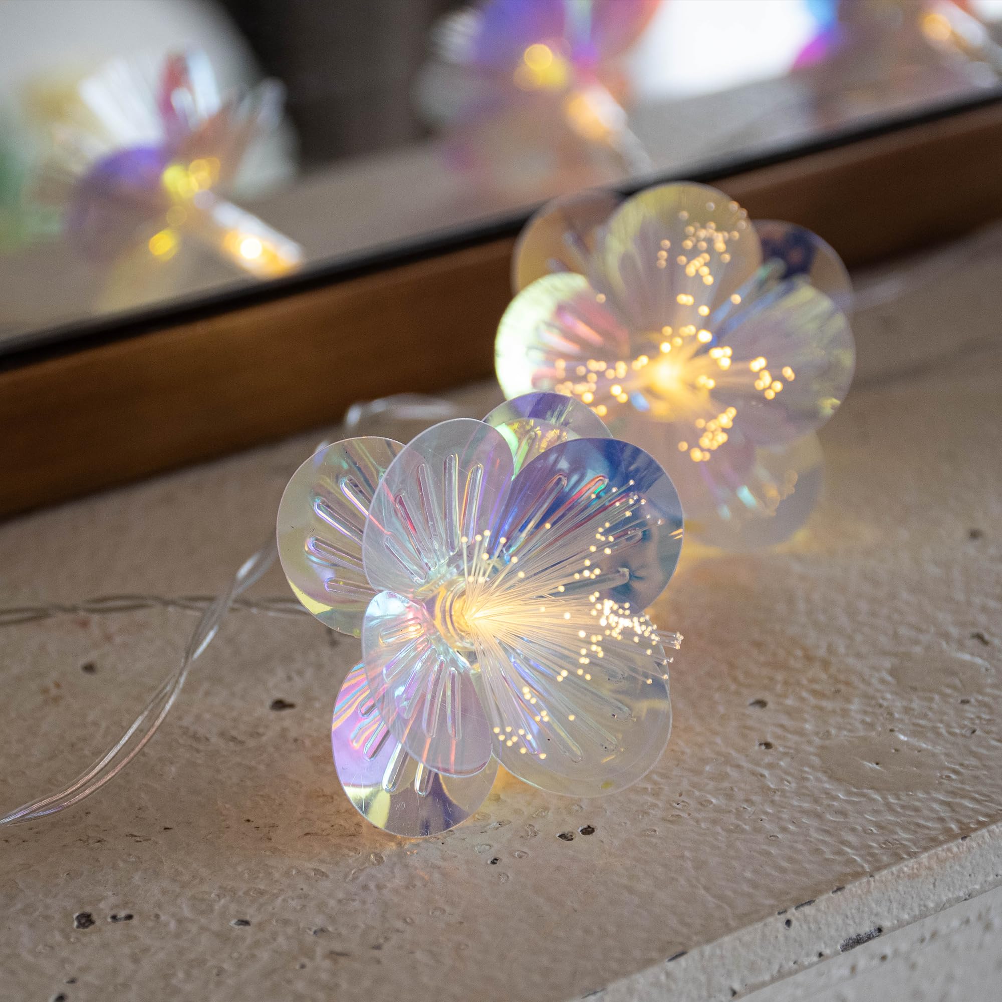 YOLIGHT Fiber Optic Flower String Lights Battery Operated with Timer, 6.5ft 10 LED Flower Garland Lights Fairy Lights for Room T