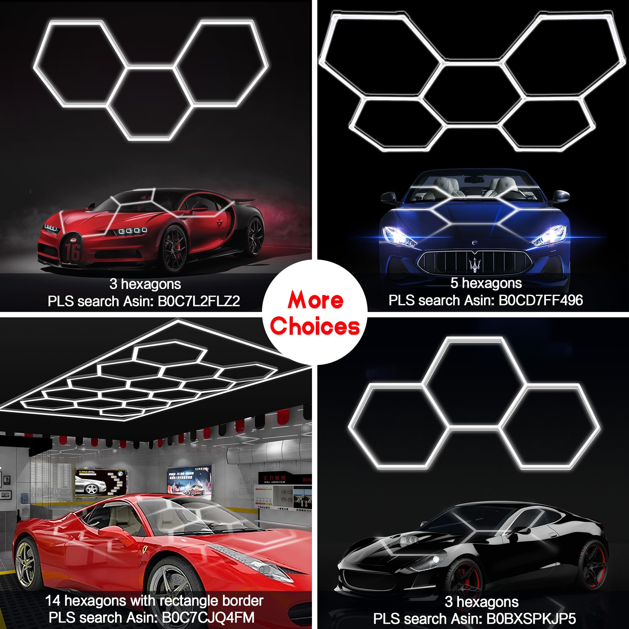 Modern Hexagon Garage Light: Higher Brightness 720W 86400 Lumens Hexagon Led Garage Light With Rectangle Frame 6500K For Garage,