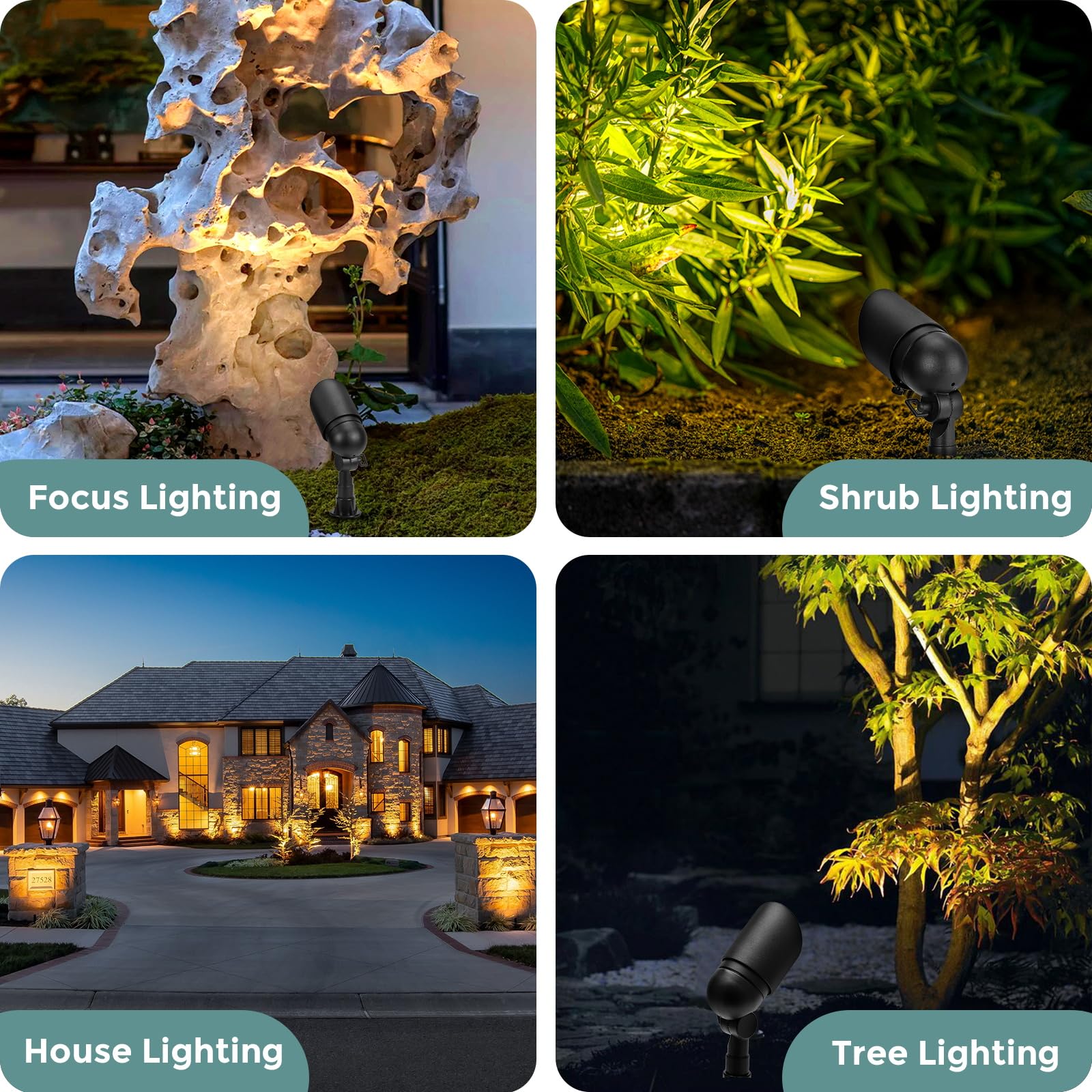 Gardencoin Low Voltage Landscape Spotlight, 12V LED, 2 Pack, Aluminum, Black, Model APC-9600