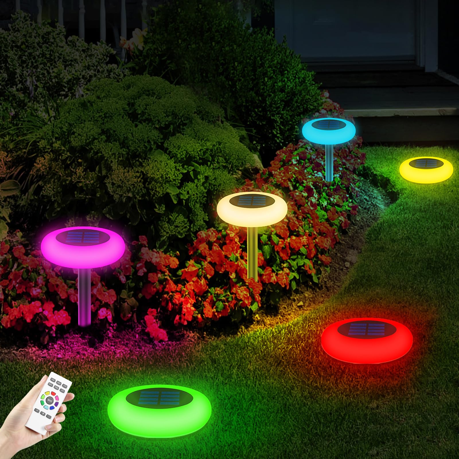 Lightonight Colorful Solar Colorful Solar Lights Outdoor, Color Changing Solar Lights with Remote, Colorize Pathway Lights Solar
