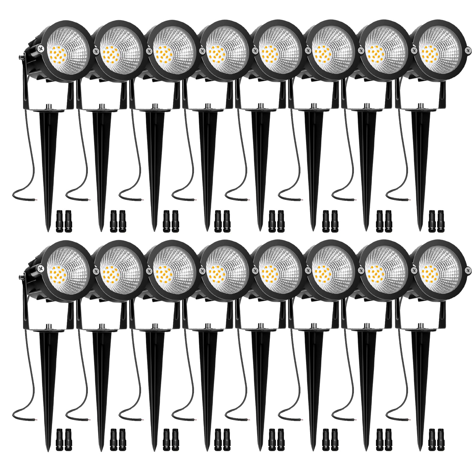 Low Voltage Landscape Lights  10W 12/24V 2700K Warm White Landscape Lighting  Ip65 Waterproof Outdoor Led Spotlight For Garden Yard Tree  16 Pack With Connectors