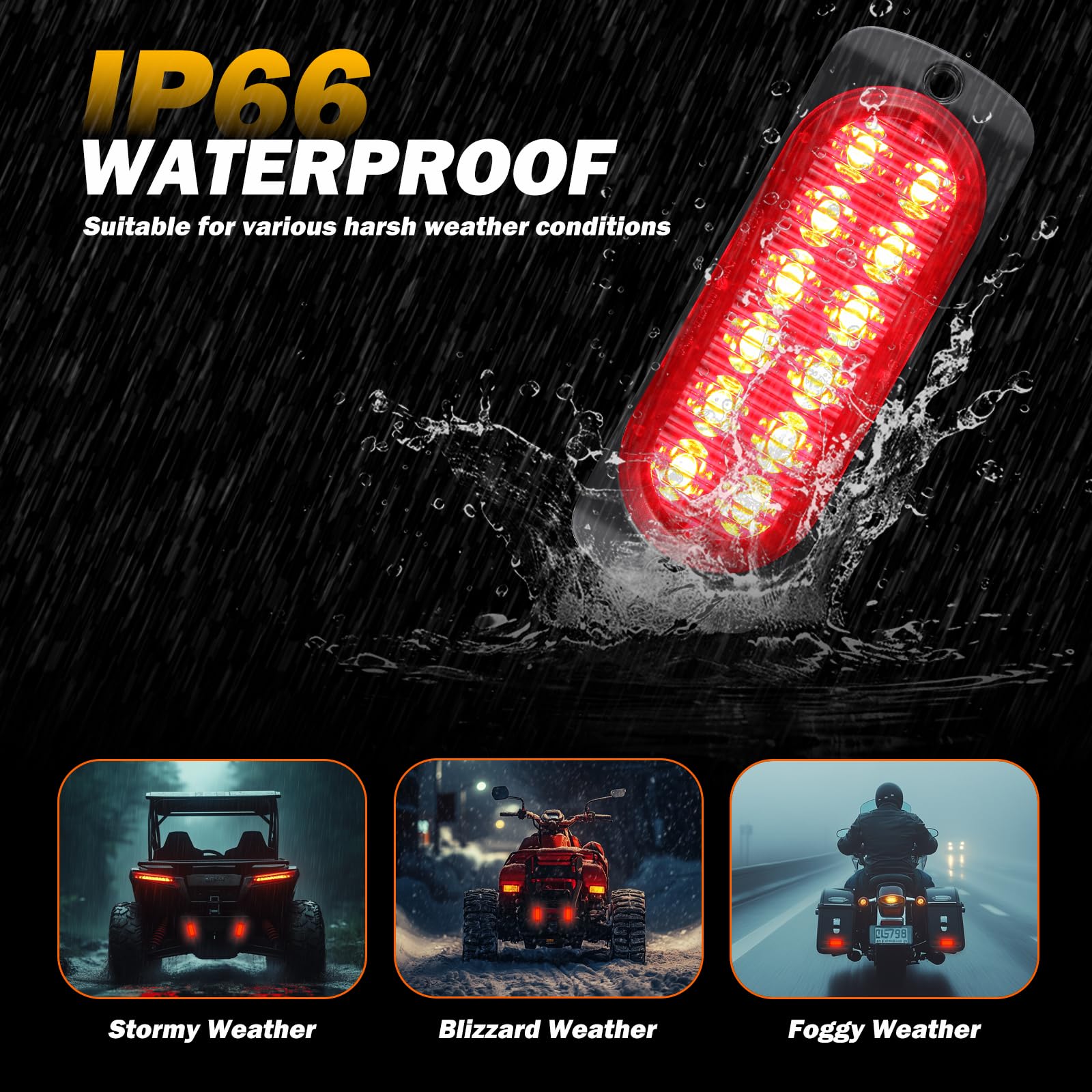AT-HAIHAN Pack of 2 Red LED Trailer Stop Brake Lights, Waterproof, 4.4 Inch Surface Mount for Truck, Tractor, Jeep, RV