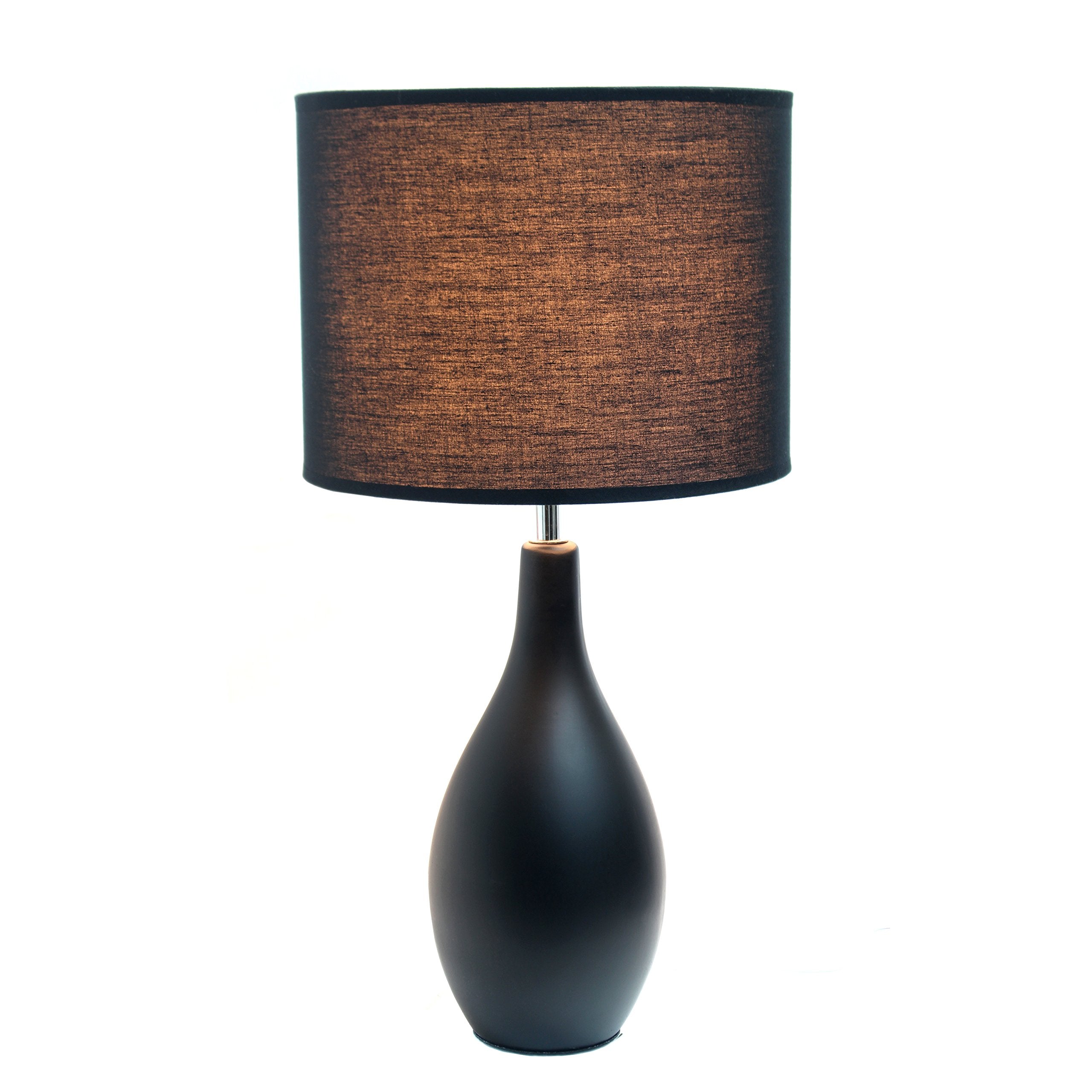 Simple Designs Lt2002-Blk Oval Bowling Pin Base Ceramic Table Lamp, Black