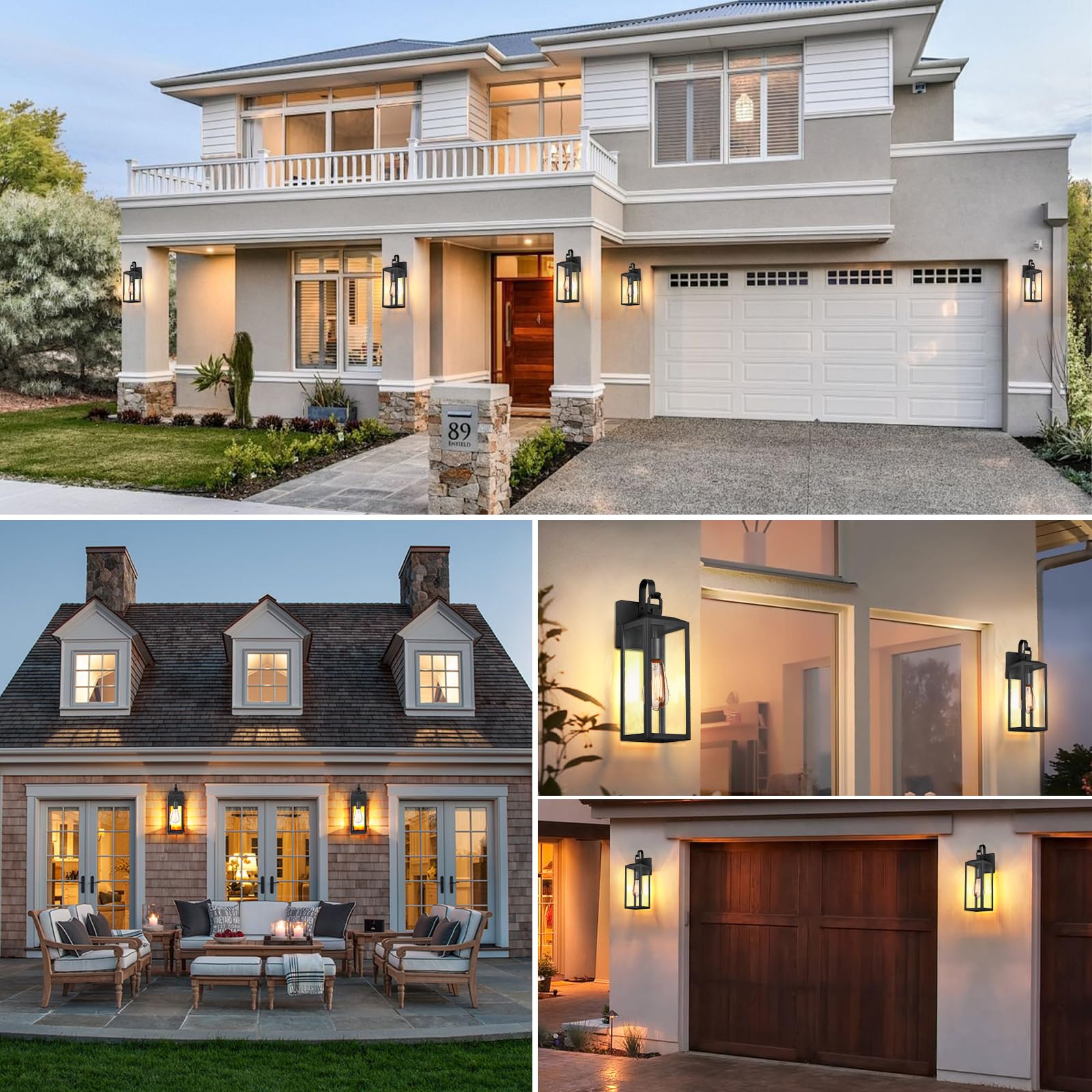 16'' Large Outdoor Wall Lights 2-Packs, Modern Black Exterior Lighting Fixtures, Waterproof Outdoor Sconces Porch Light For Hous