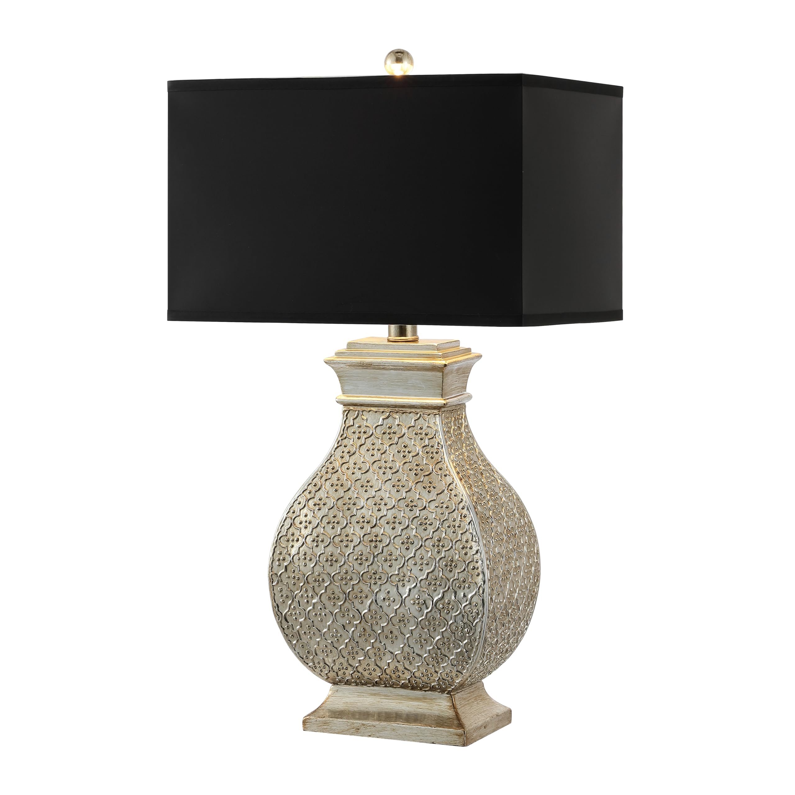 SAFAVIEH Lighting Collection Malaga Silver/ Black Rectangle Shade 30-inch Bedroom Living Room Home Office Desk Nightstand Table 