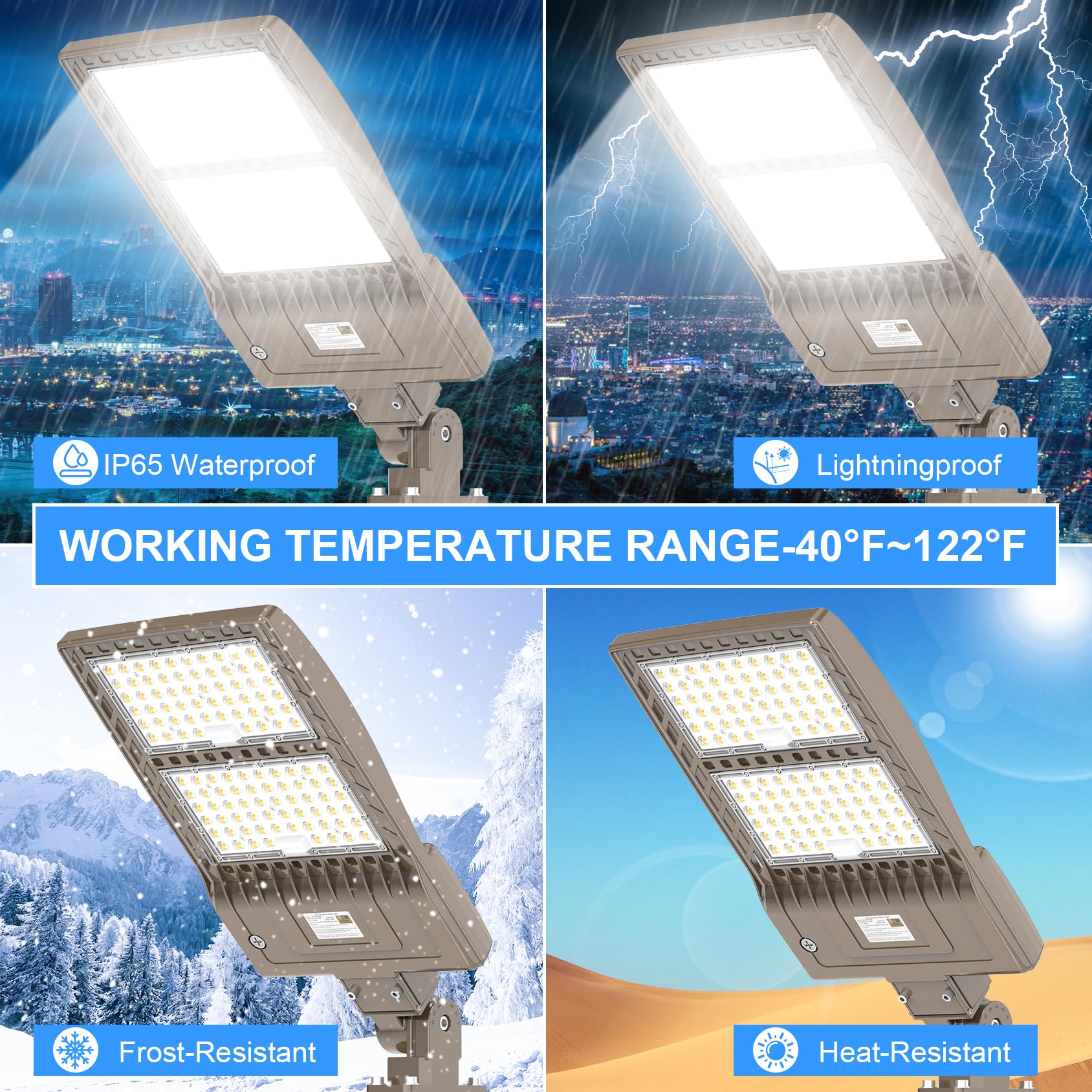 Led Parking Lot Light 320W Ul Listed 44800Lm Led Shoebox Pole Light Fixture Round & Square In One Mount 1000W Hid/Hps Replacemen