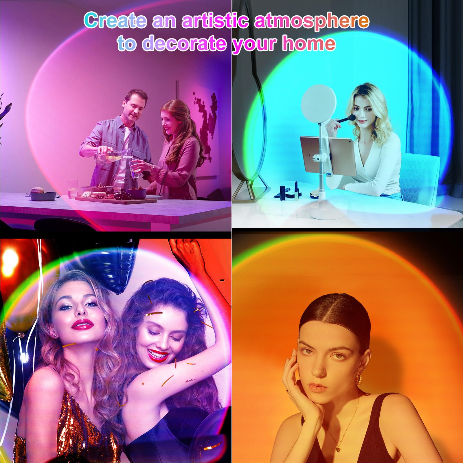 Sunset Lamp Projector With App Control, Multicolor Changing Projection Lamp Led Light, Sunlight Lamp For Bedroom, Photography, P