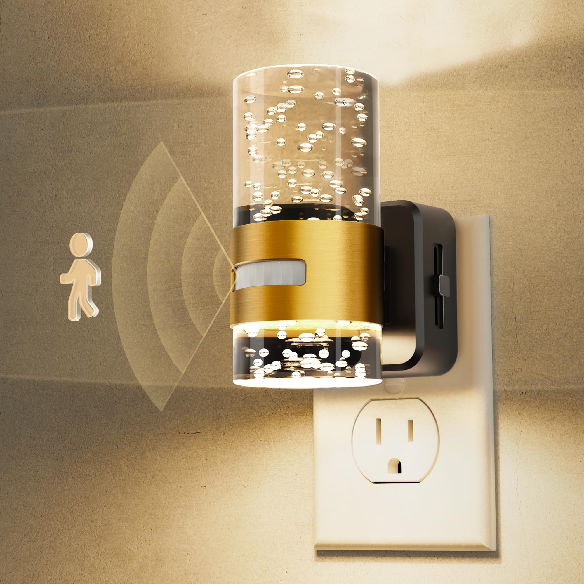 L LOHAS LED Motion Sensor Night Light,Dimmable Night Lights Plug into Wall, Acrylic Nightlight with 0-100 LM Adjustable Brightne