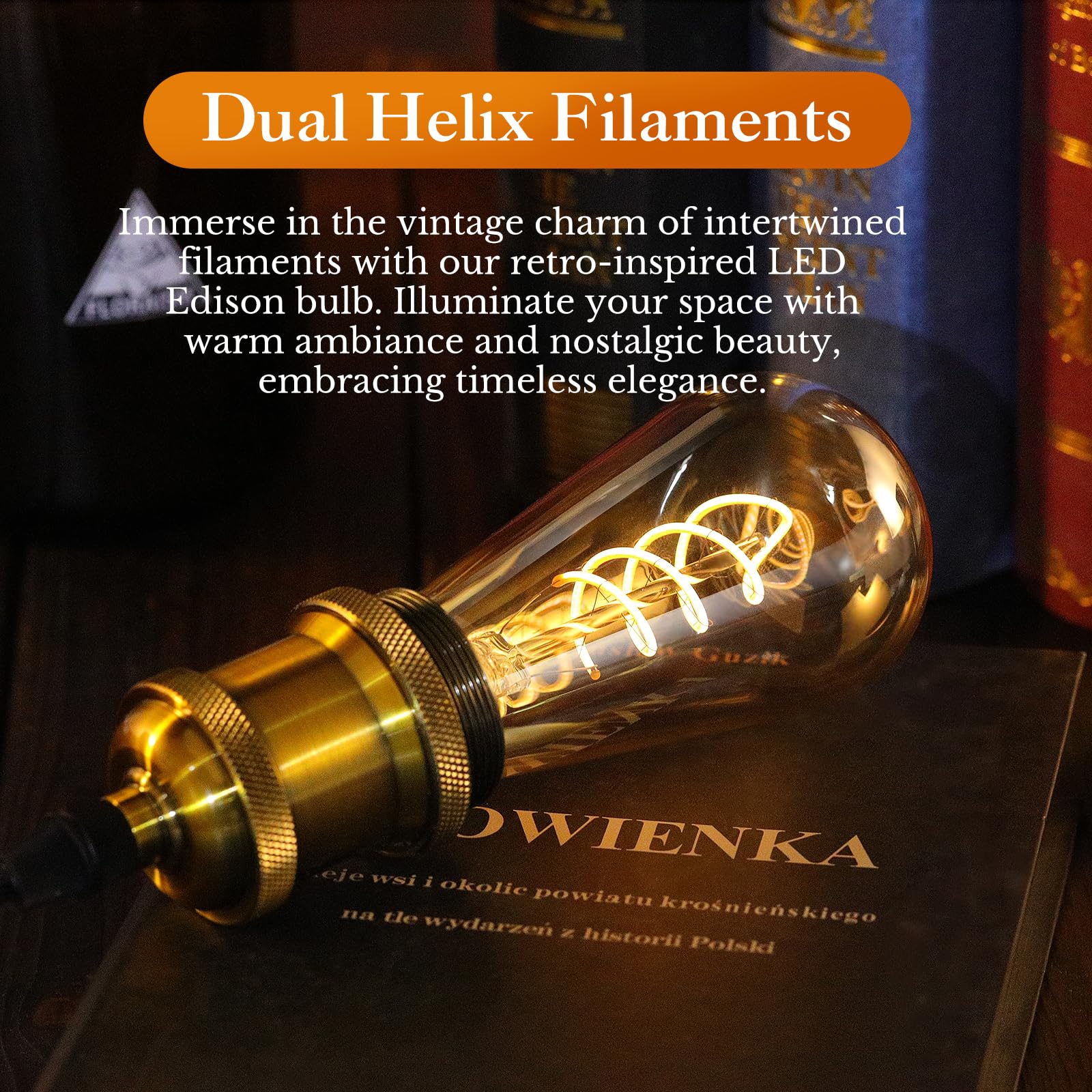 Decoaui ST64 LED Vintage Edison Light Bulbs, Dimmable 4W, 2500K Warm White, Light Amber, 4-Pack