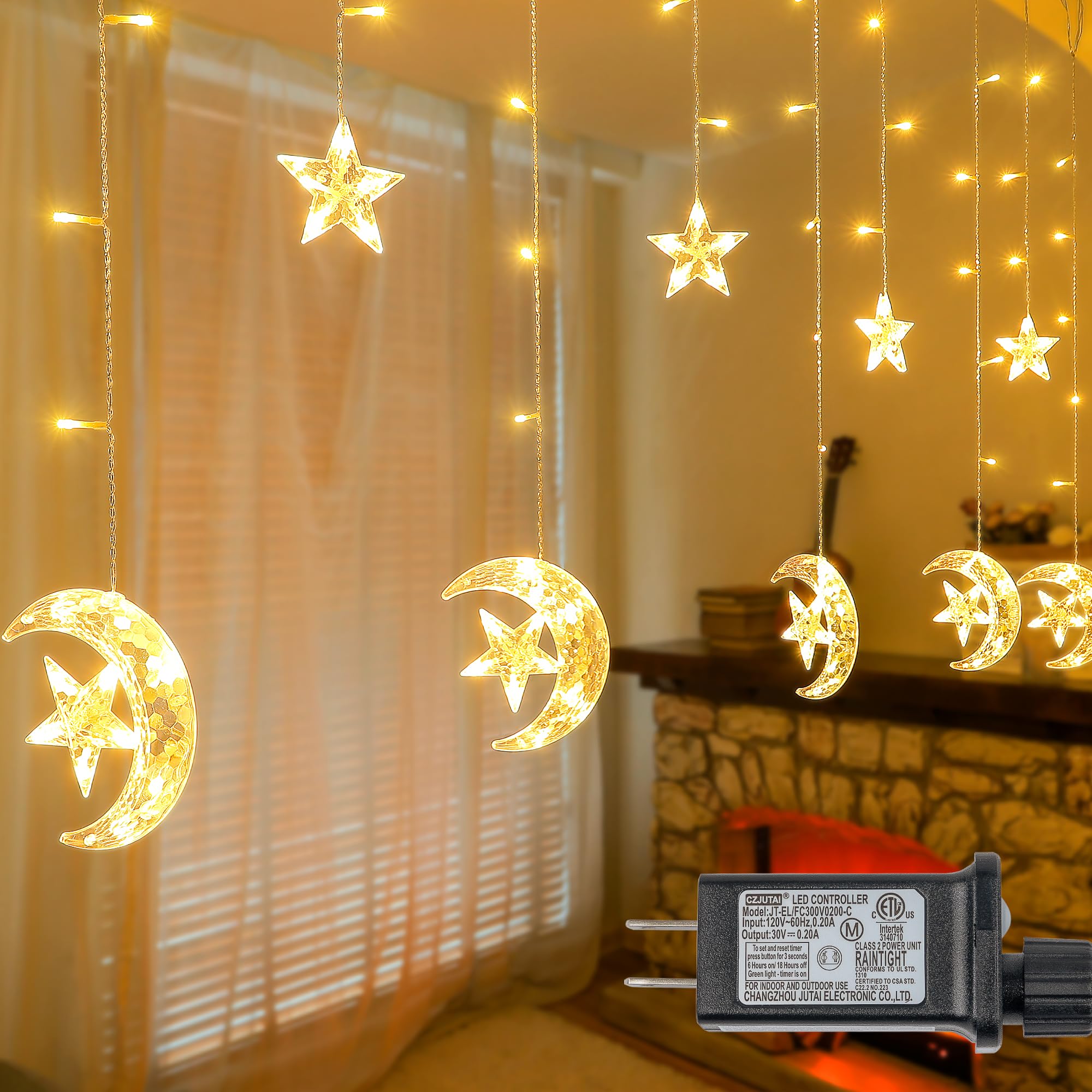 Qunlight Ramadan Decorations Curtain Lights,10.8Ft 138Led Curtain Lights Outdoor Waterproof With 12 Drops, 8 Modes With Timer Co