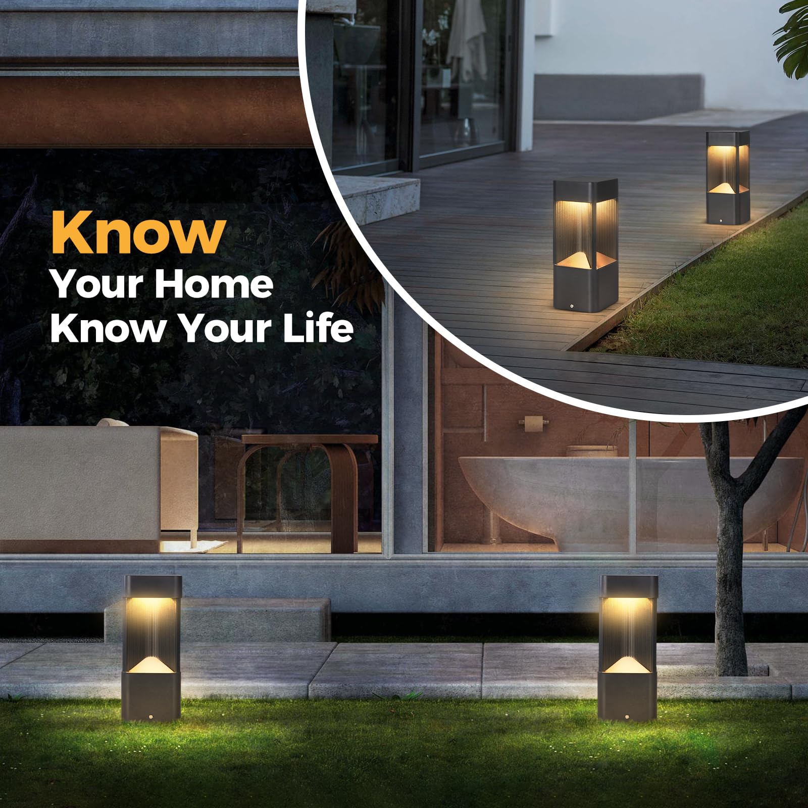 Slawa 3000K Pathway Lights - Waterproof Led Garden Floor Lamp, Modern Aluminum Bollard For Outdoors