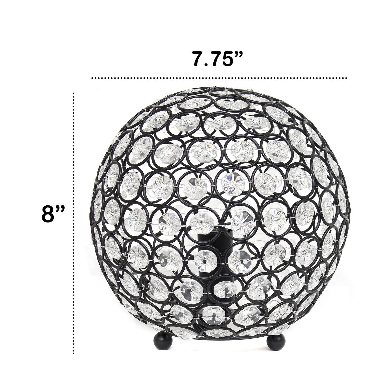 LALIA HOME Elipse Medium Table Lamp - 8in Metal Crystal Orb - Restoration Bronze - Model 1270-LHT-3009-RZ