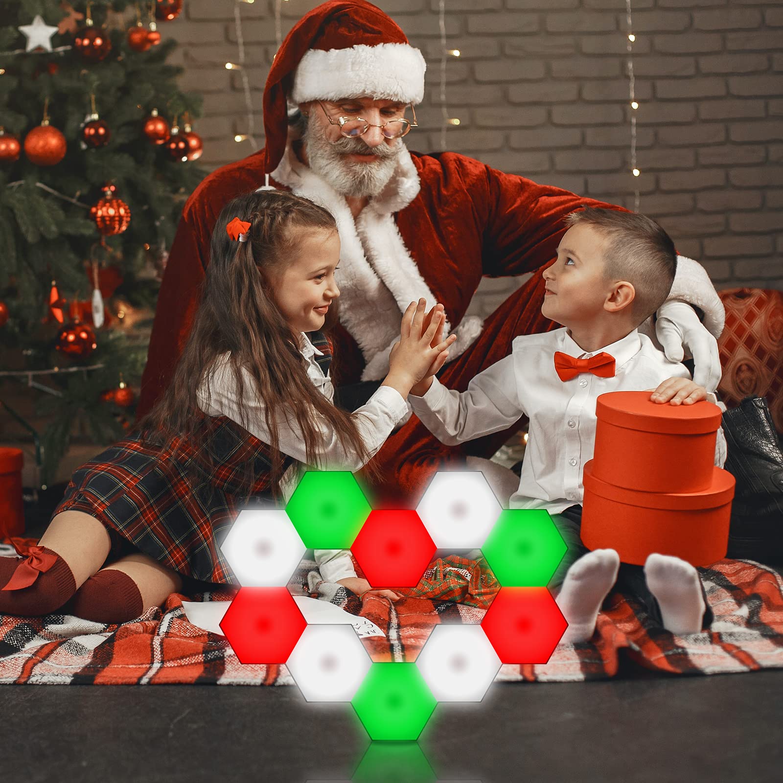 Vcwtty Smart LED Hexagon Wall Lights, 13 Colors, Touch-Sensitive, USB-Powered, 12 Pack, Acrylonitrile Butadiene Styrene, Multiple Colors