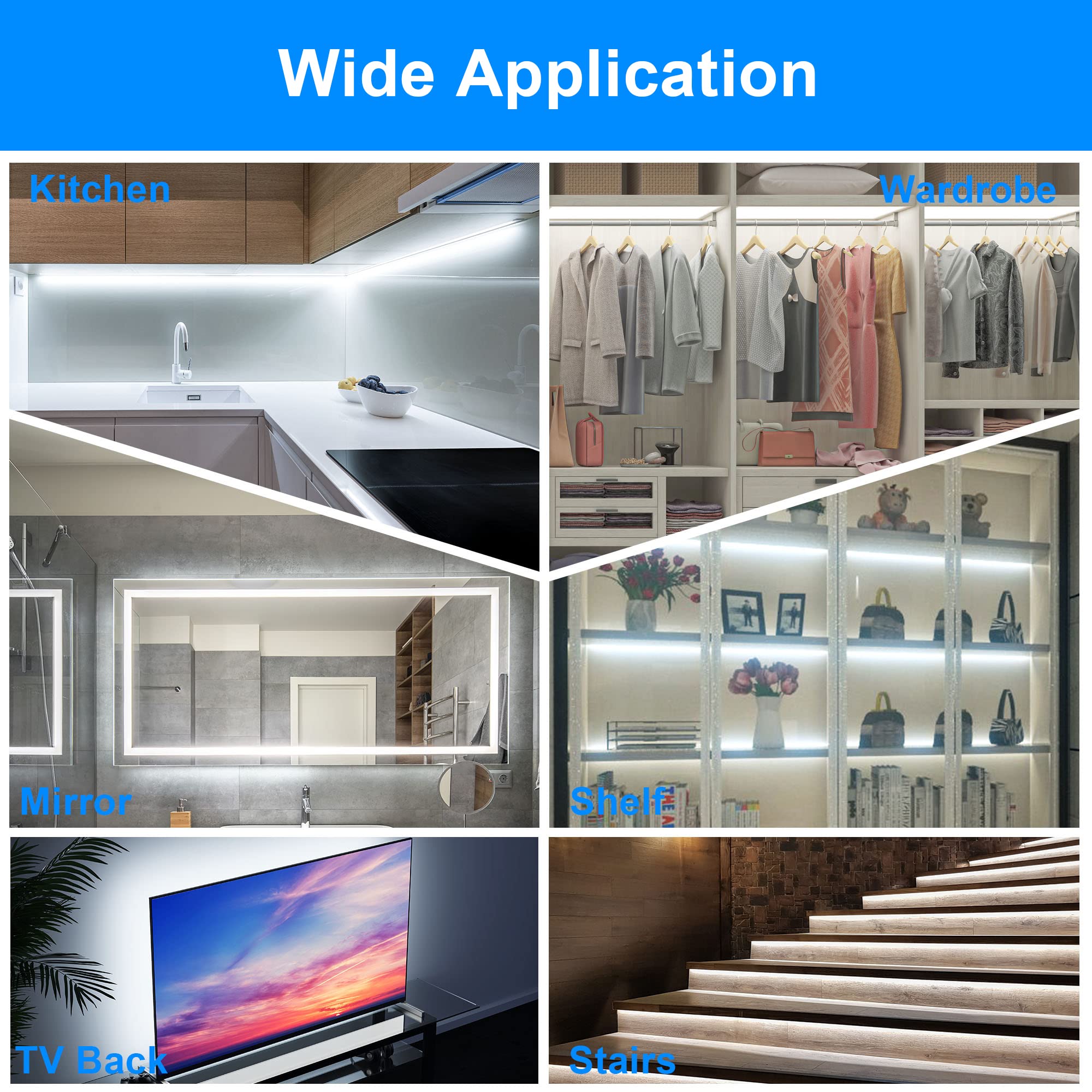 Lafulit 10 Pcs Under Cabinet Lights Kit, Stick On Lights, Flexible Led Strip Lights With Remote And Power Adapter,For Kitchen Ca