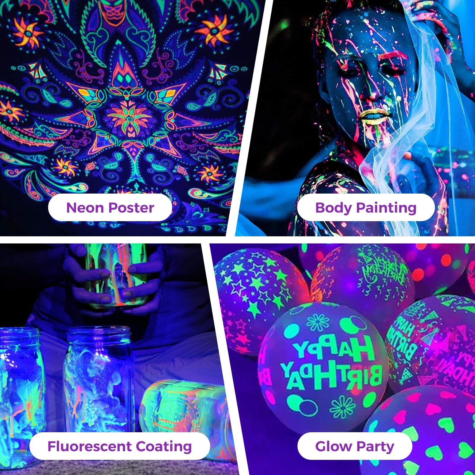 Aurohope 100W Led Black Light  385Nm Uv Flood Light With Plug & Switch  Ip66 Waterproof Blacklights For Large Space  Glow Parties  Neon Decor  Halloween  Stage Lighting  2 Pack