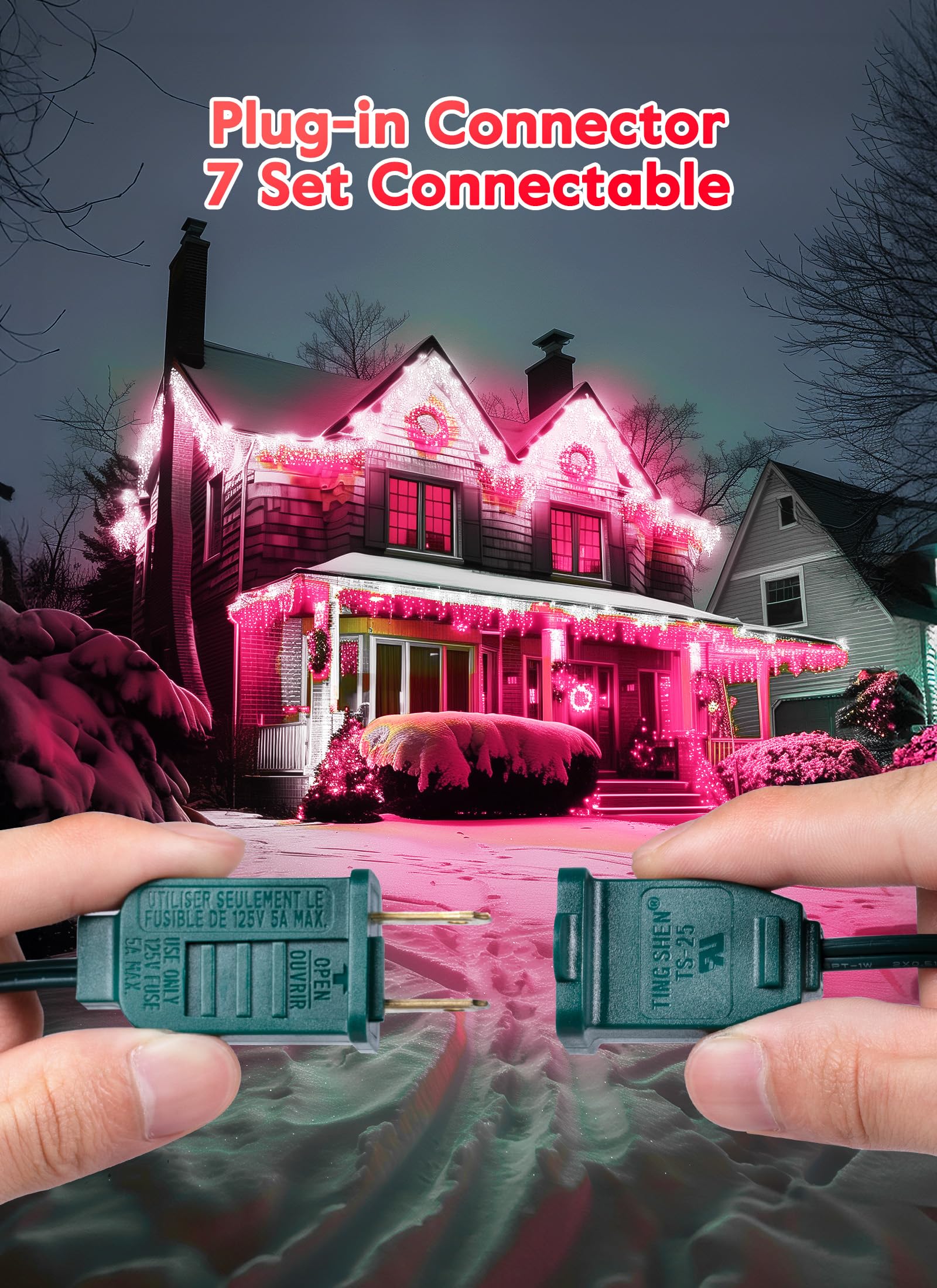 Minetom C9 Christmas String Lights, 100 LED, 100 FT, Waterproof, Pink and Pure White, Model GYPI-O100LAU