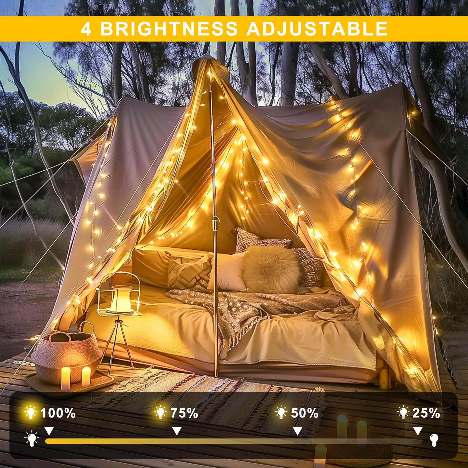 JMEXSUSS 230ft LED String Lights, Warm White, 8 Modes, Clear Wire, Model EXS-S-0720