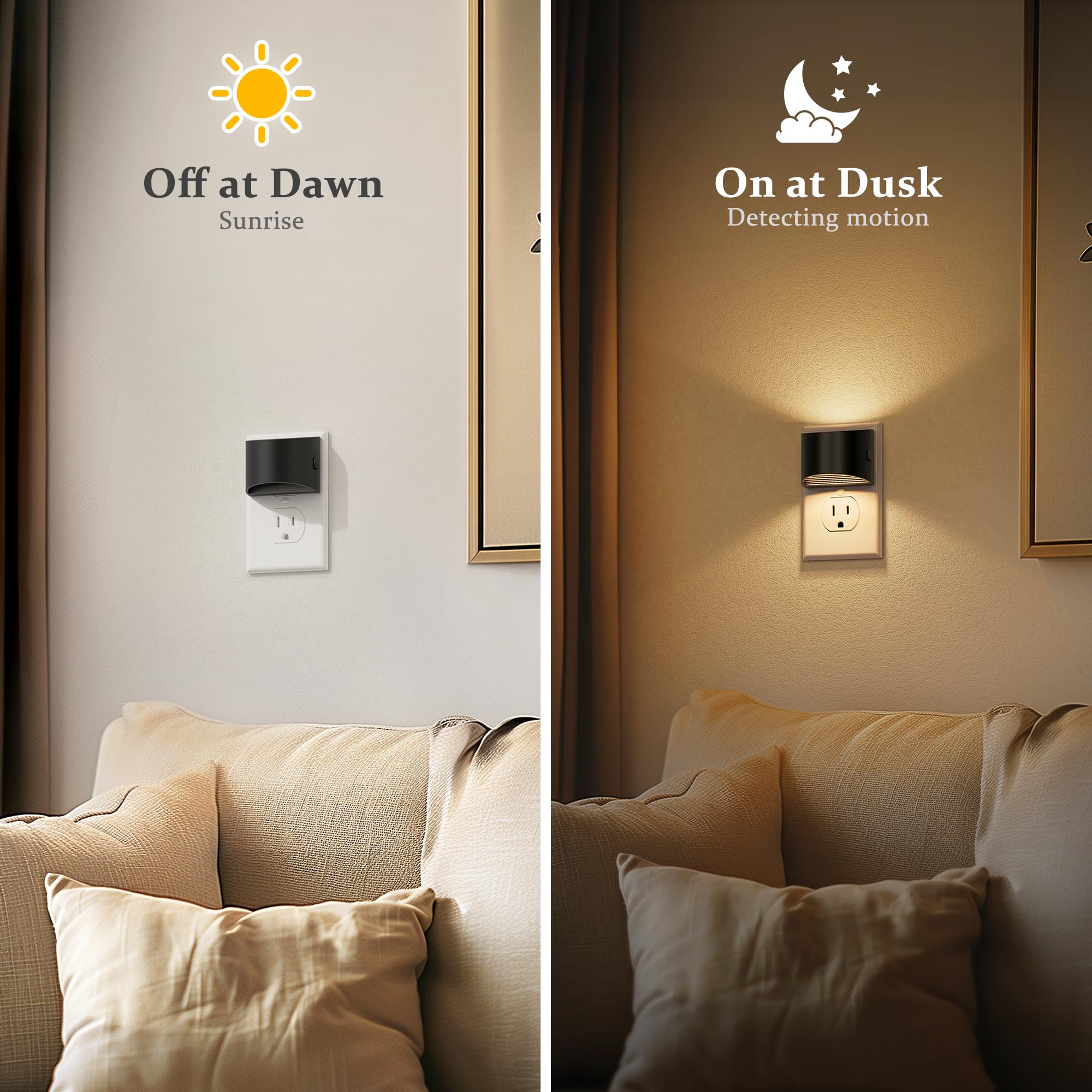 Jandcase Night Light, Automatic Night Lights Plug Into Wall,2 Pack Dusk To Dawn Sensor Nightlight, 3000K Soft White Brightness A