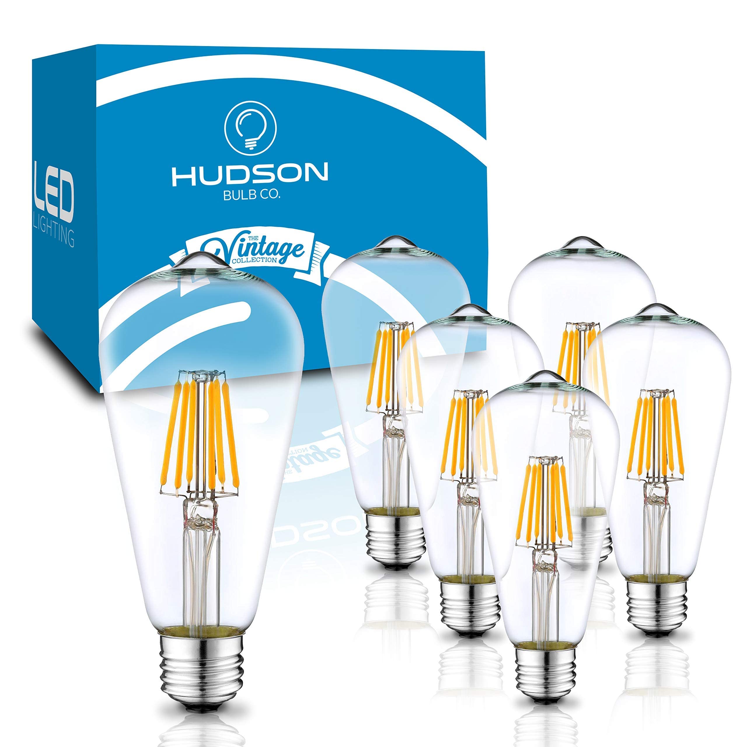 Vintage Edison LED Light Bulbs 6W (6 Pack) - E26/E27 Base Dimmable LED Light Bulbs 60 watt Equivallent - 4000K Daylight White Light Bulbs - ST58 Style Light Bulbs Set for Home  Kitchen Indoor/Outdoor