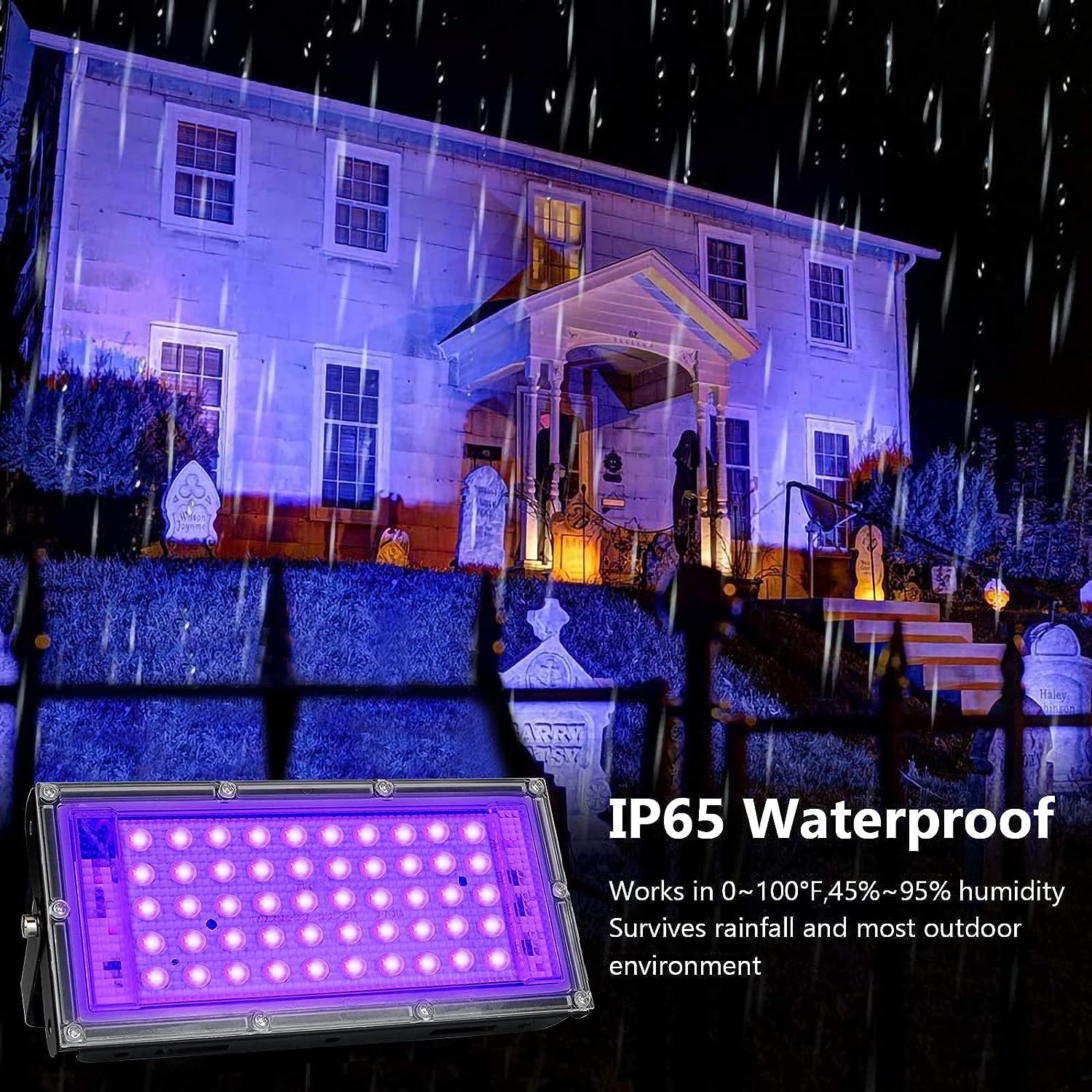 Indmird 50W Black Lights, Blacklight Flood Light With Plug And Switch,For Glow Party, Halloween, Fluorescent Poster, Stage Lighting, Body Paint