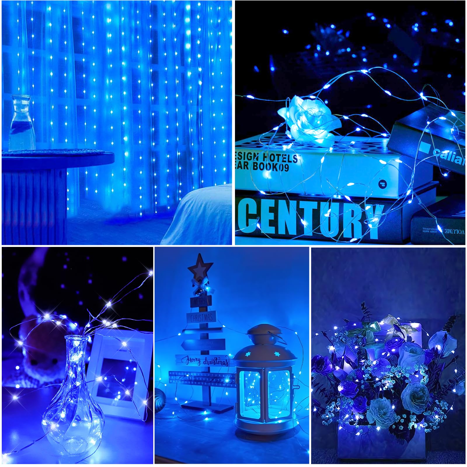 Ehome String Lights, Usb Fairy Lights Plug In 33 Ft 100 Led Twinkle String Lights Silver Wire Lights With Remote And Timer 8 Modes Outdoor Indoor Waterproof Starry Lights Diy Party Wedding, Blue