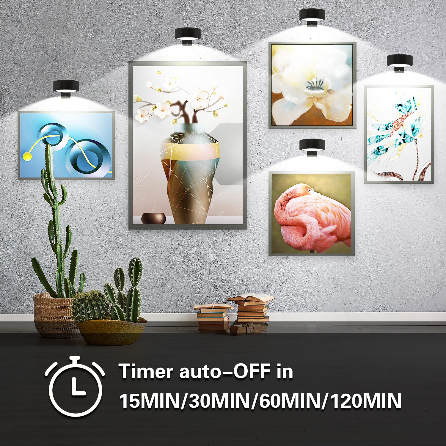 Arixinks 3Pack Picture Light Battery Operated With Remote, Painting Light For Art With 3 Lighting Colors&Dimmable, Led Art Displ