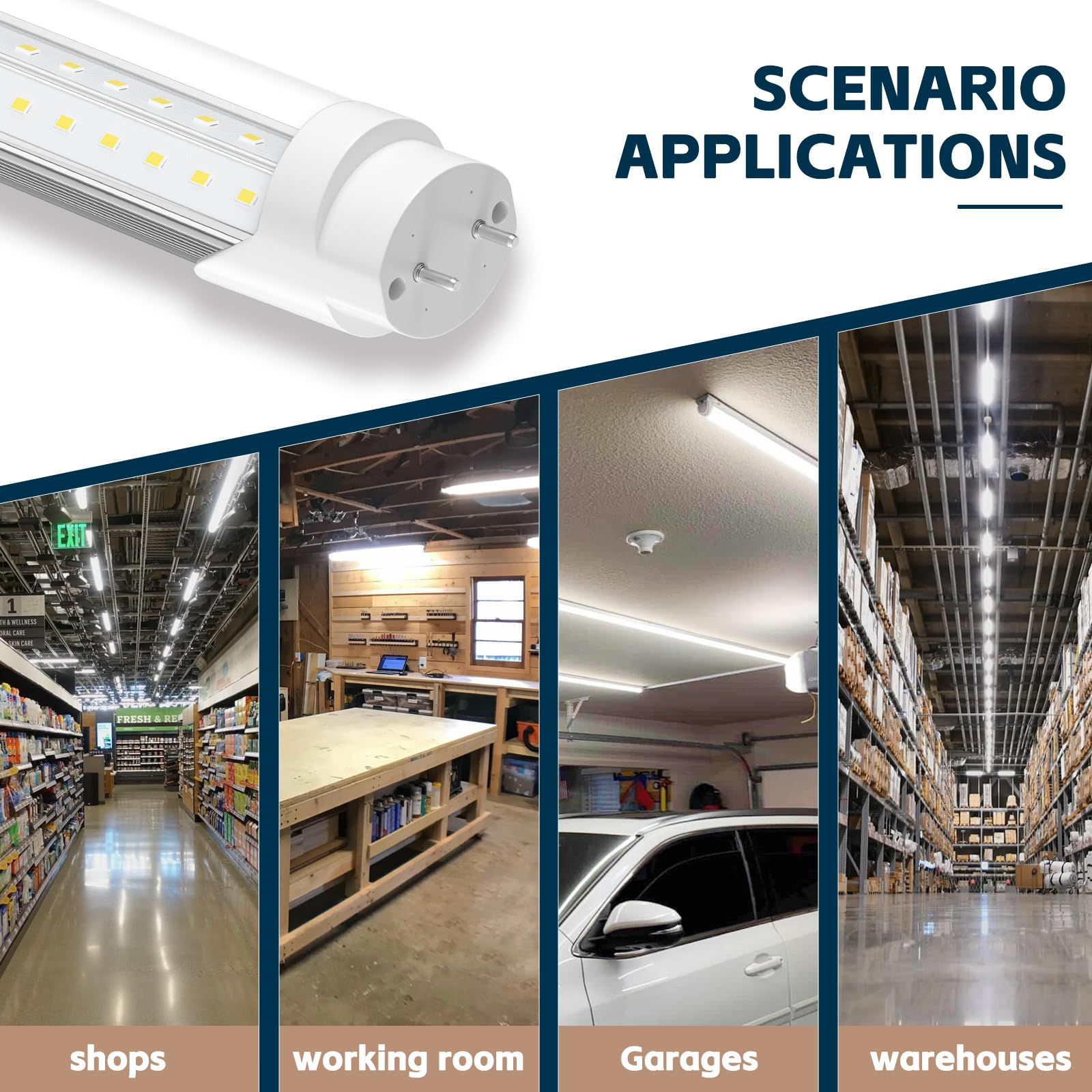 Lvsdak T8 Led Bulbs 4 Foot, 5000K 45W 5850Lm 24-Pack, 4Ft Ballast Bypass Led Bulbs Super Bright Led Daylight, Fluorescent Light