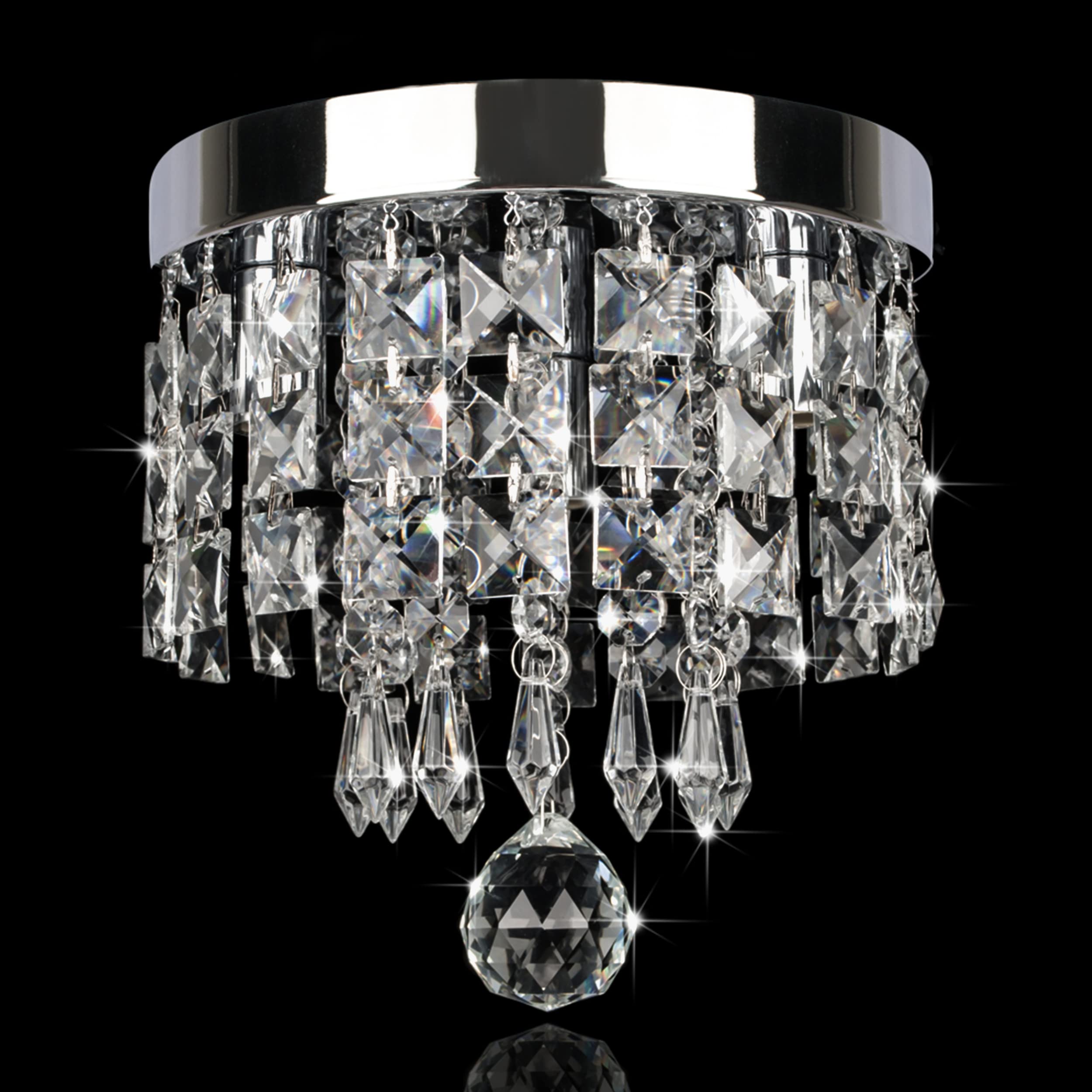 Modern Mini Chandelier Light Fixture,3-Lights Flush Mount Ceiling Light Fixtures Mini Silver Crystal Chandelier Ceiling Lamp for Dining Room, Bedroom, Bathroom, Closet 8'' X 7.3'' of CRYSTOP