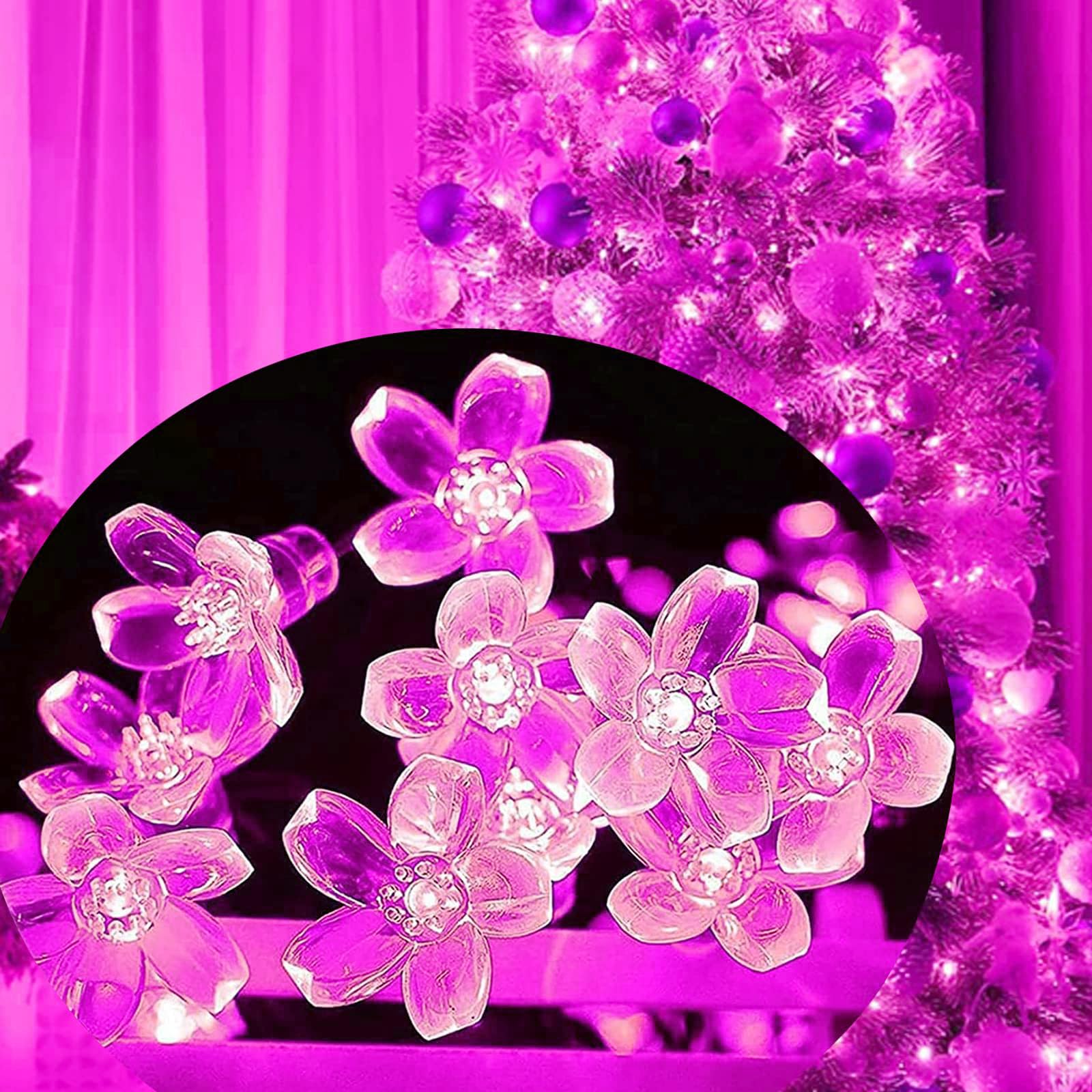FULLBELL Cherry Blossom String Lights 100 LED 33 Feet Pink Flower Lights Indoor/Outdoor Decor Model FLEDSTL10M100D